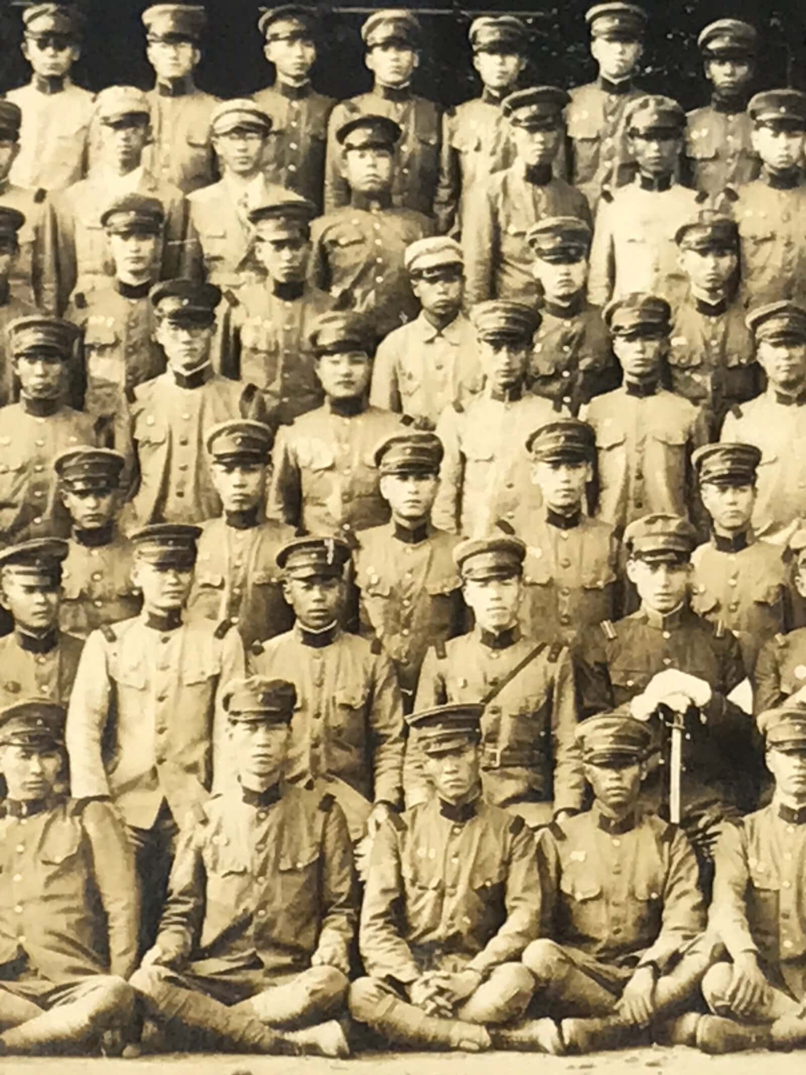 Japanese Showa C1939 Army Reserve Soldiers Photograph Vtg Military Sepia PH161