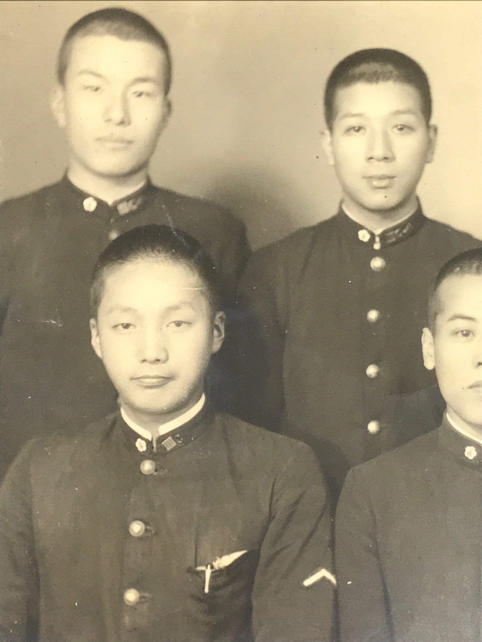 Japanese Showa C1942 Young Men Soldier Photograph Vtg Military Black White PH166
