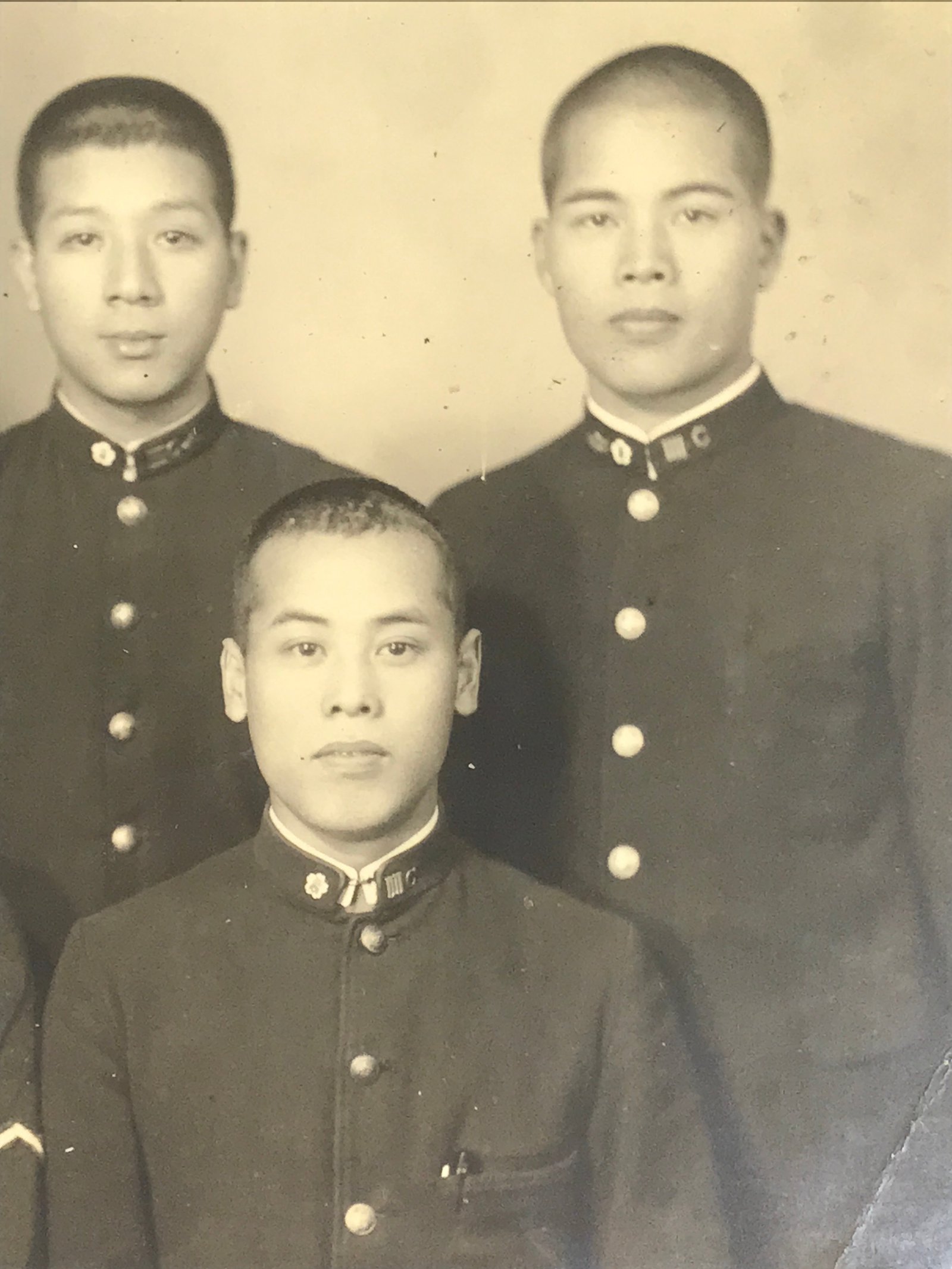 Japanese Showa C1942 Young Men Soldier Photograph Vtg Military Black White PH166