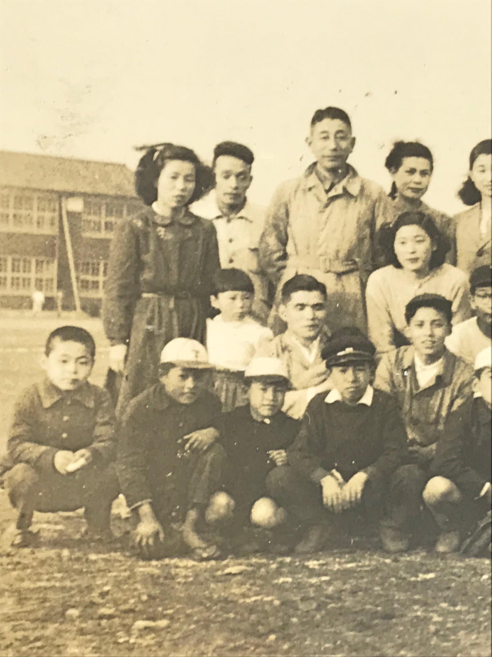 Japanese Showa Era Baseball Team Group Photograph Vtg Family Friends Sepia PH108