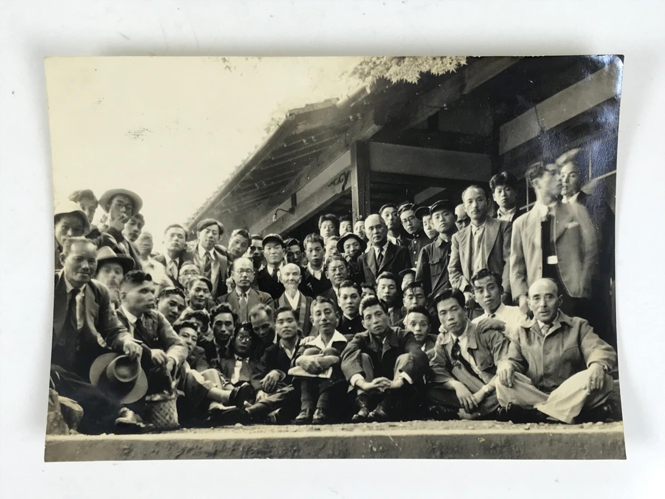 Japanese Showa Era Group Photograph Vtg Daily Life Men Suits Black White PH99