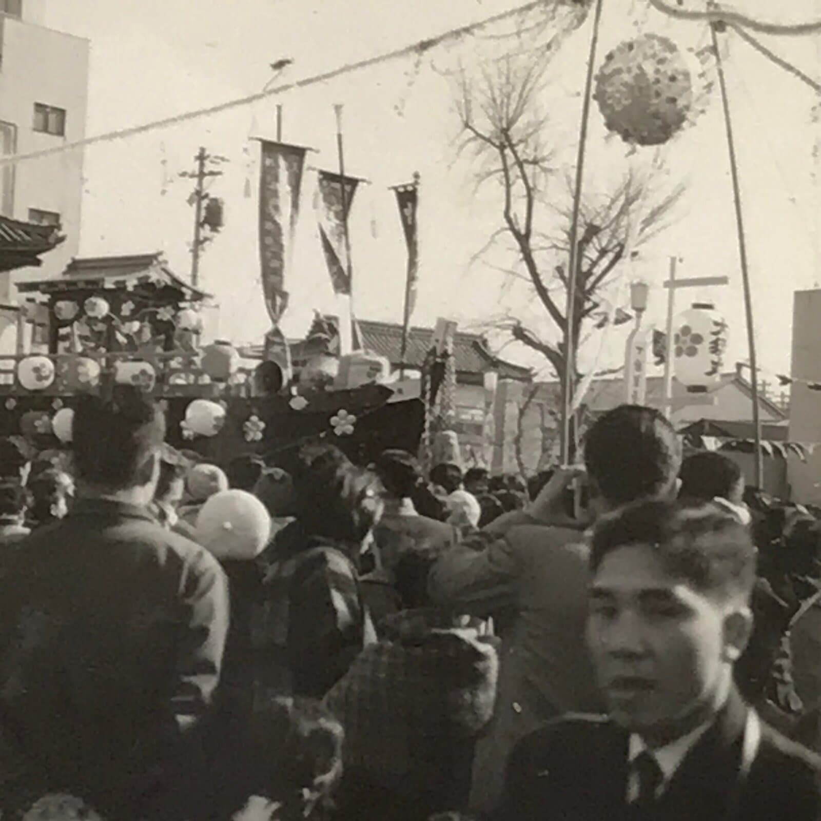 Japanese Showa Festival Parade Float Photograph Vtg Matsuri Black White PH245