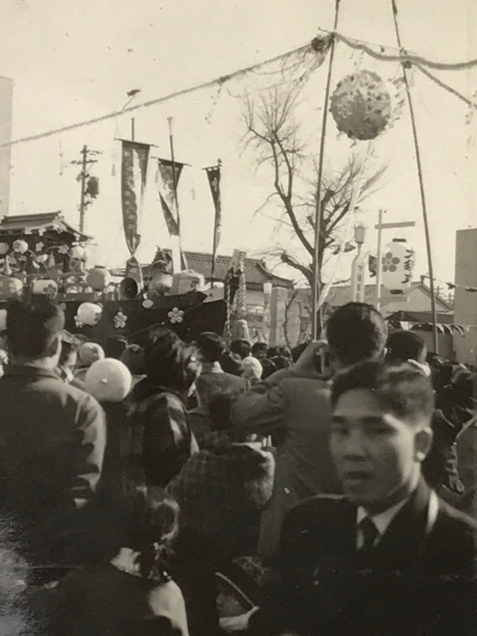 Japanese Showa Festival Parade Float Photograph Vtg Matsuri Black White PH245