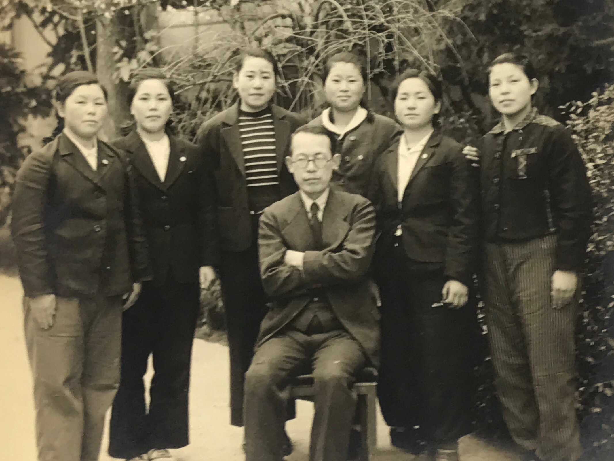 Japanese Showa Girl High School Class Photograph Group Student Black White PH170