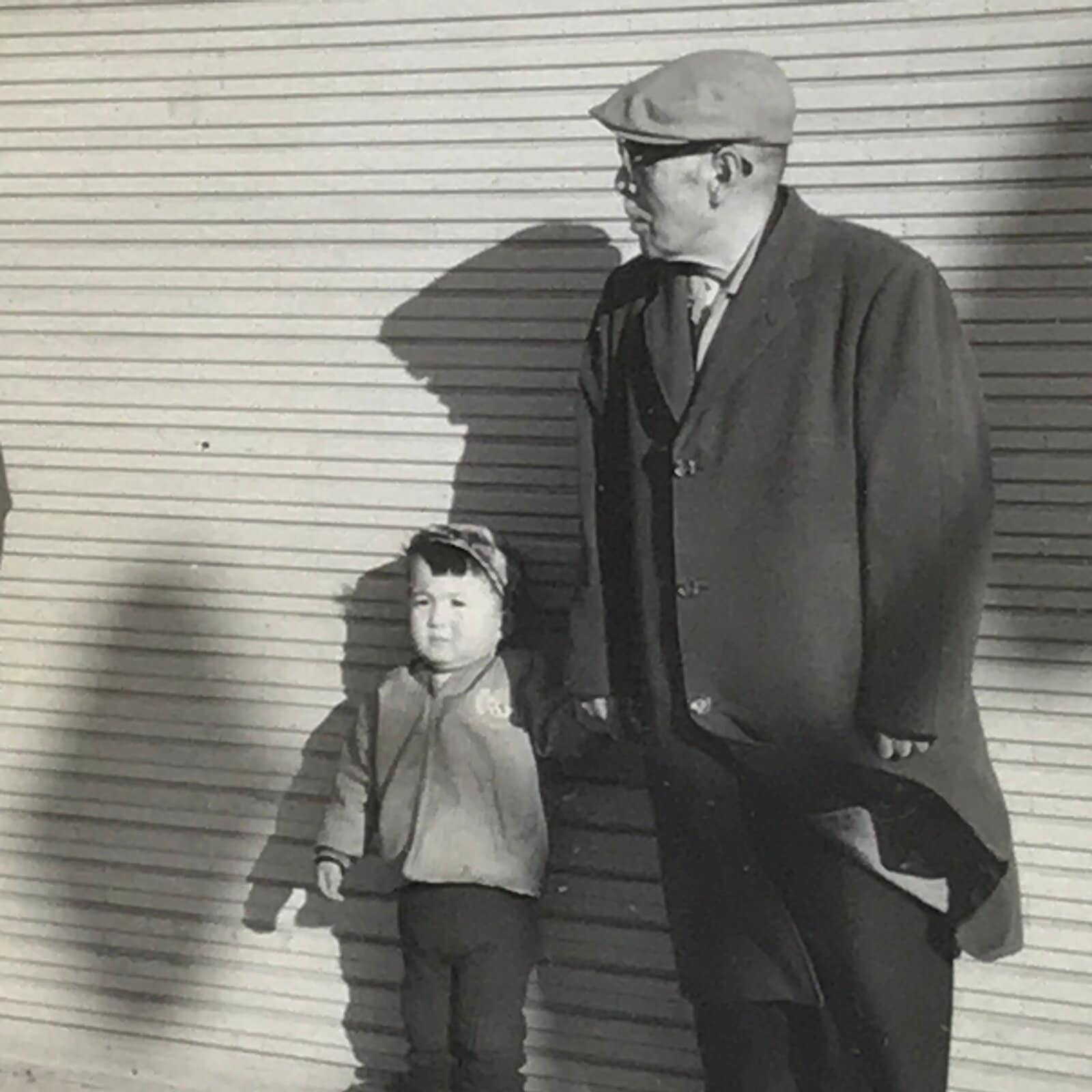 Japanese Showa Grandfather Grandson Pair Photograph Vtg Child Black White PH244