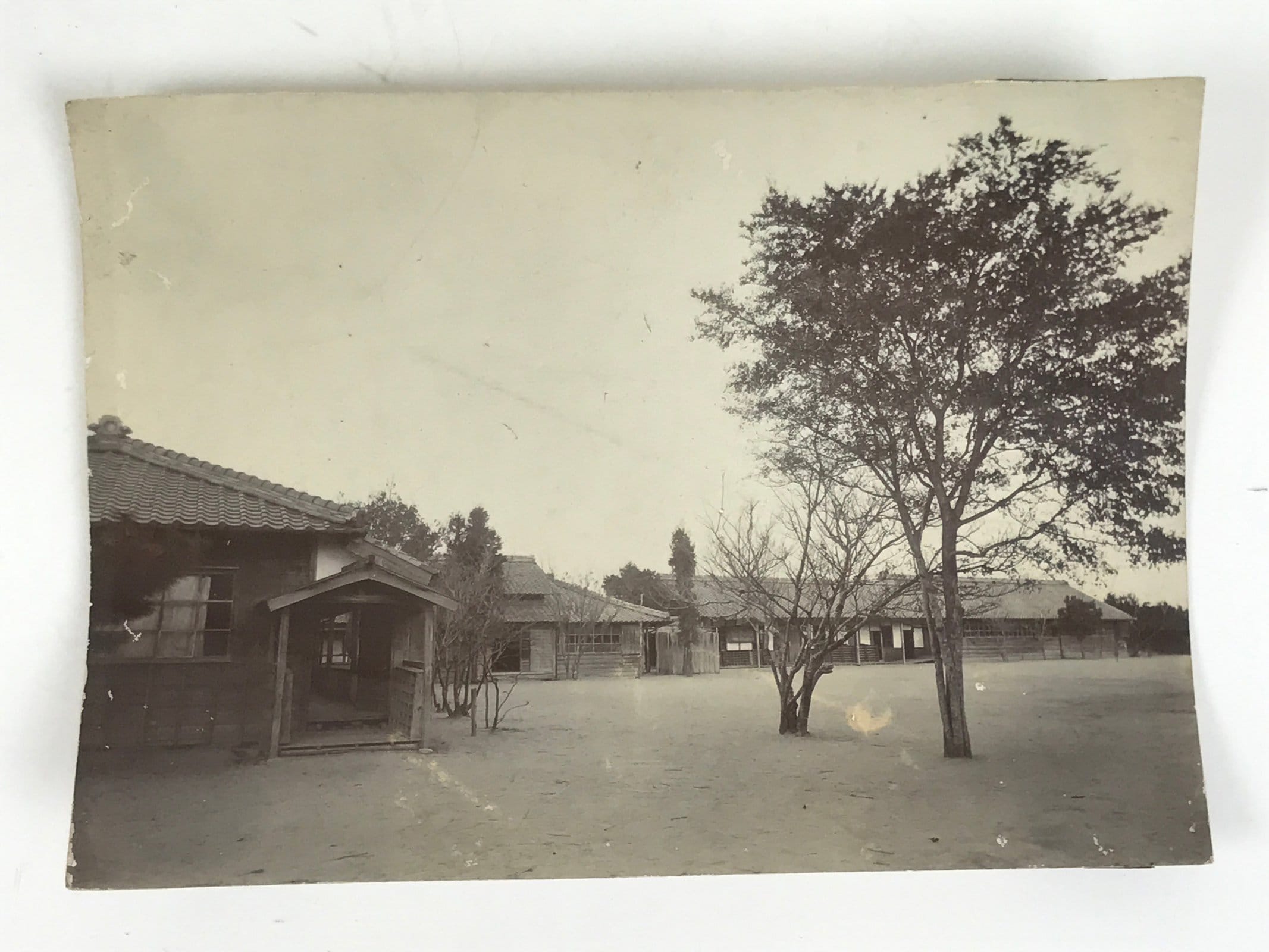 Japanese Showa Old Estate Photograph Vtg Buildings School Black White PH94