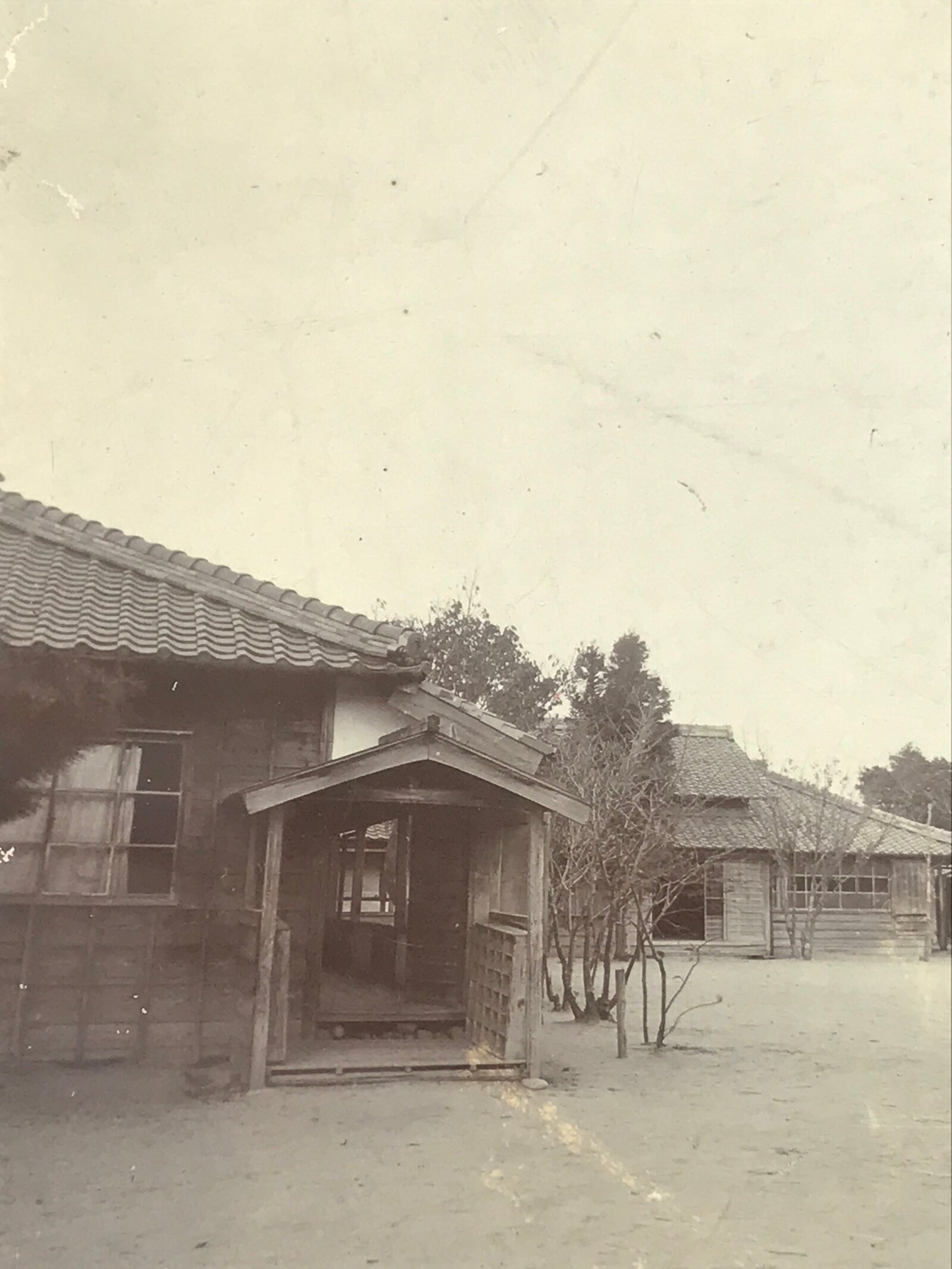 Japanese Showa Old Estate Photograph Vtg Buildings School Black White PH94