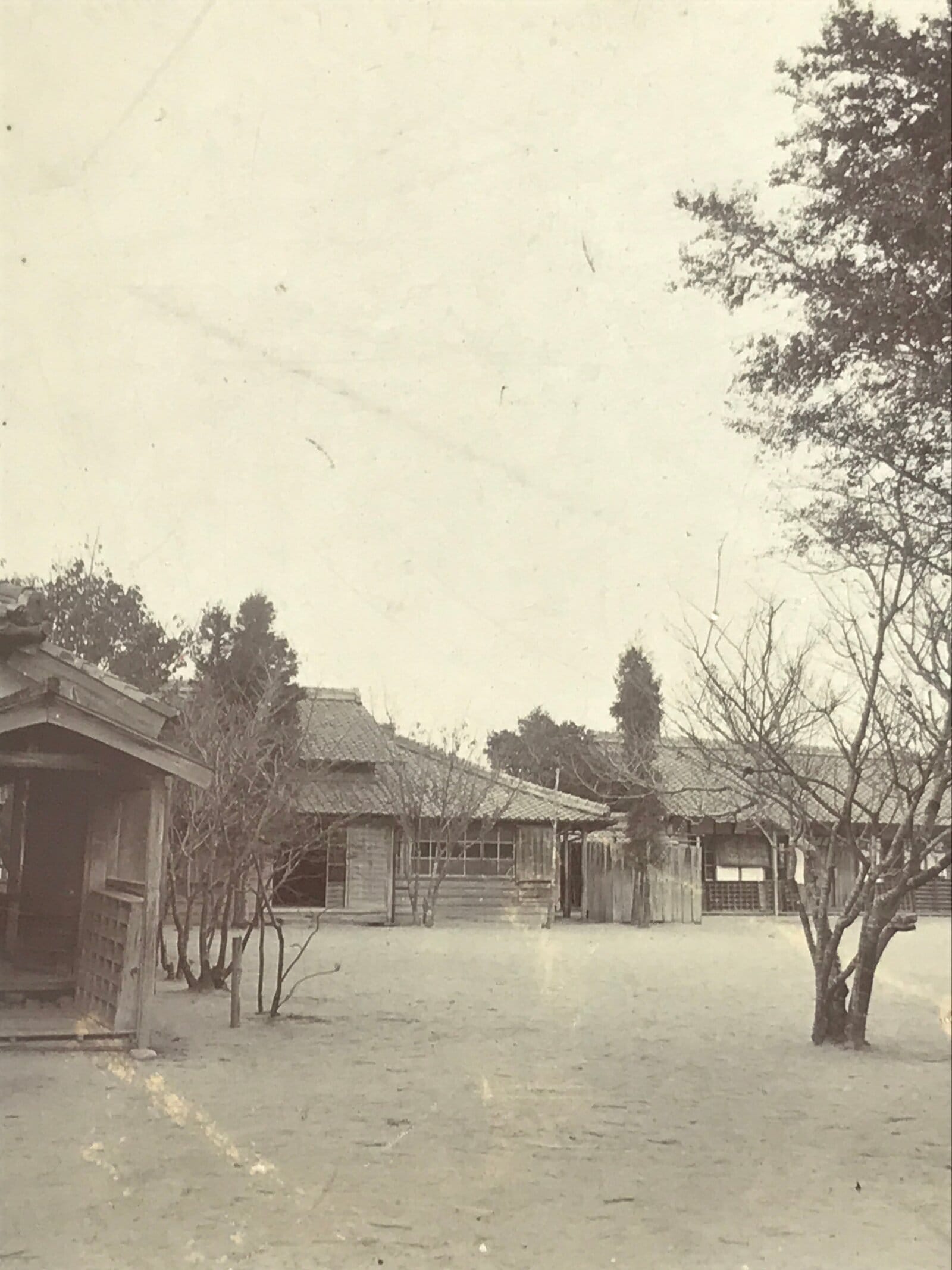 Japanese Showa Old Estate Photograph Vtg Buildings School Black White PH94