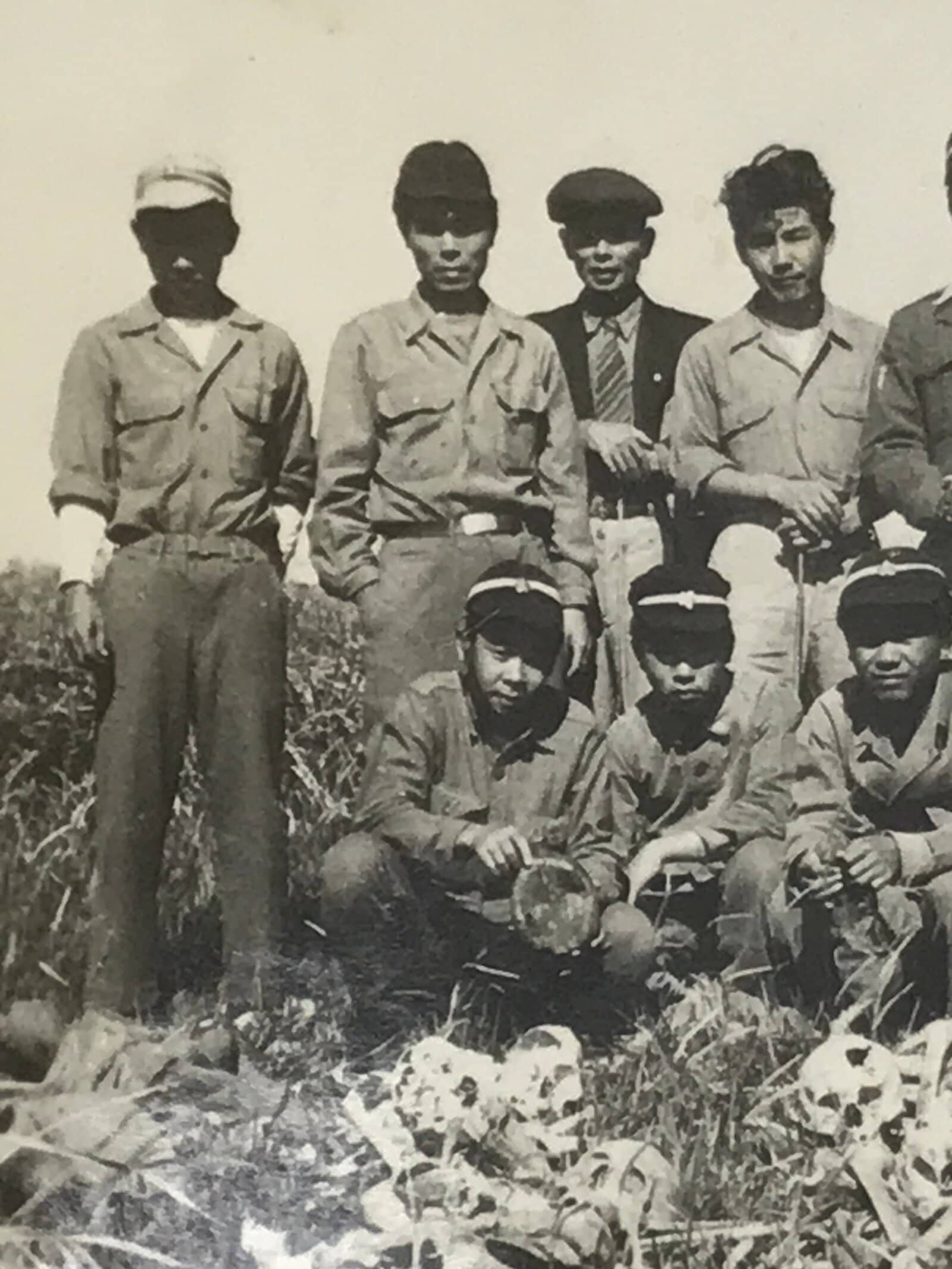 Japanese Showa Teen Boys Student Field Photograph Vtg Bones Skulls Sepia PH216
