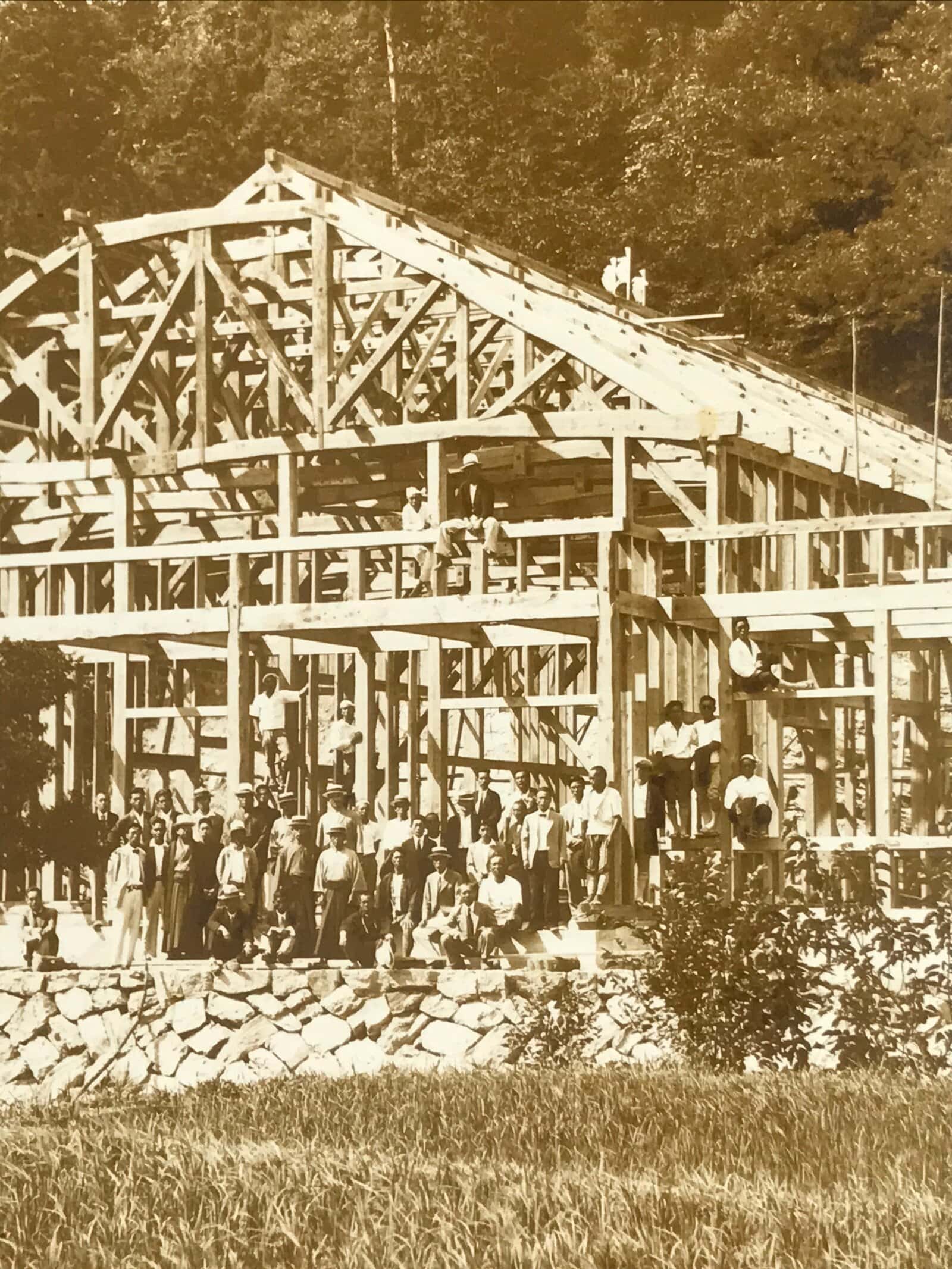 Japanese Showa Wood Frame Home Construction Photograph Vtg Daily Life Sepia PH88