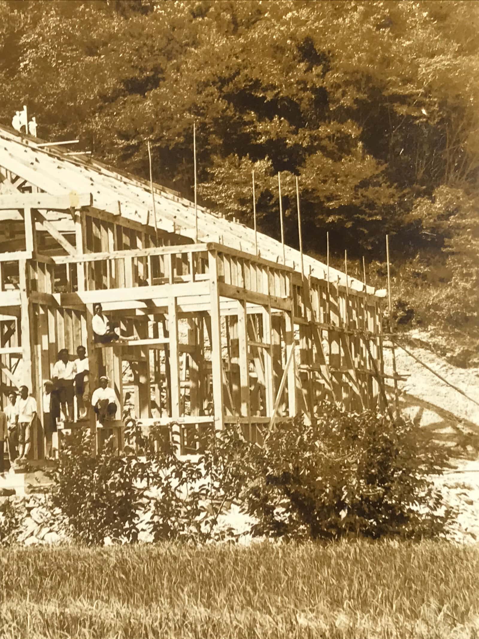 Japanese Showa Wood Frame Home Construction Photograph Vtg Daily Life Sepia PH88