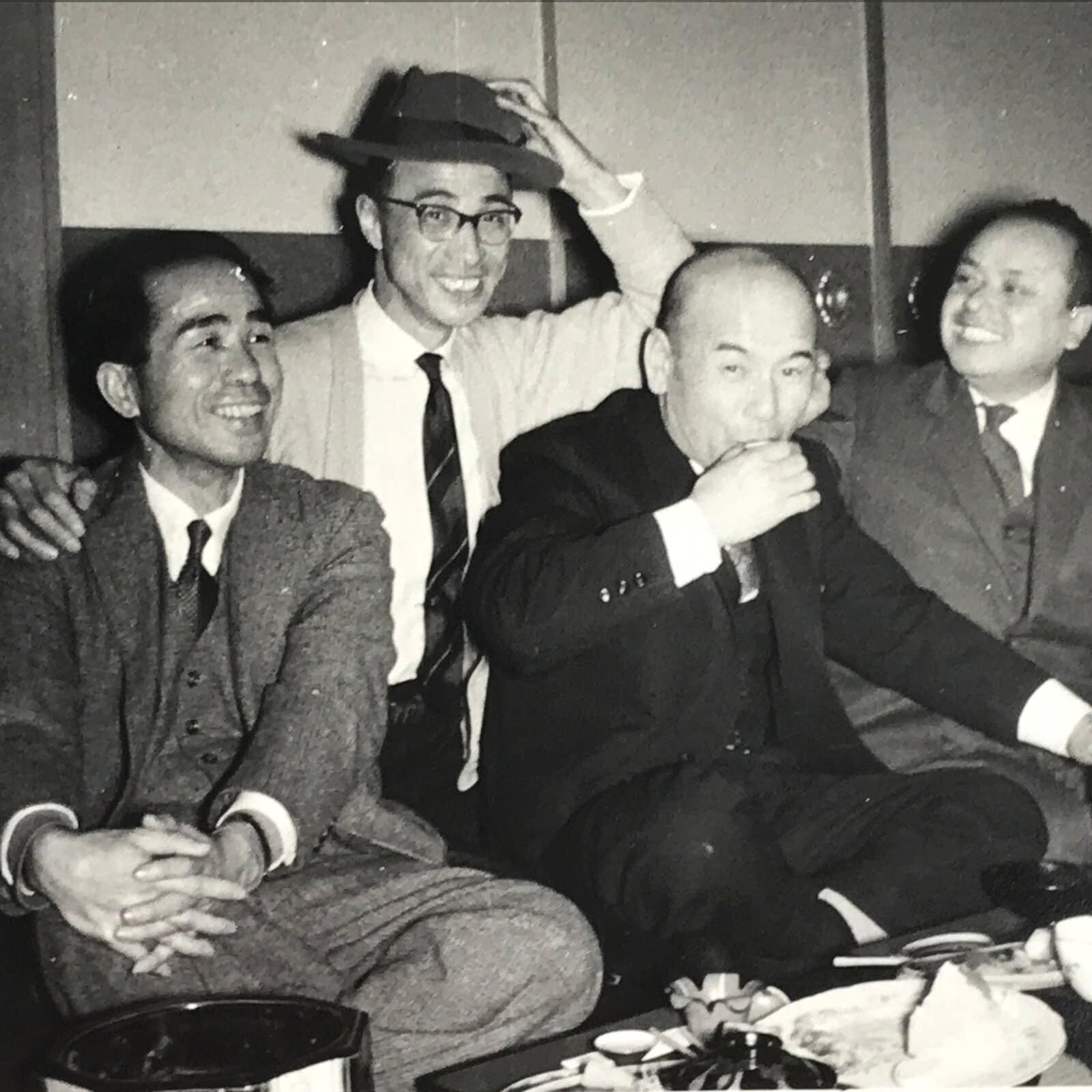 Japanese Showa Work Party Enkai Photograph Vtg Businessmen Black White PH176
