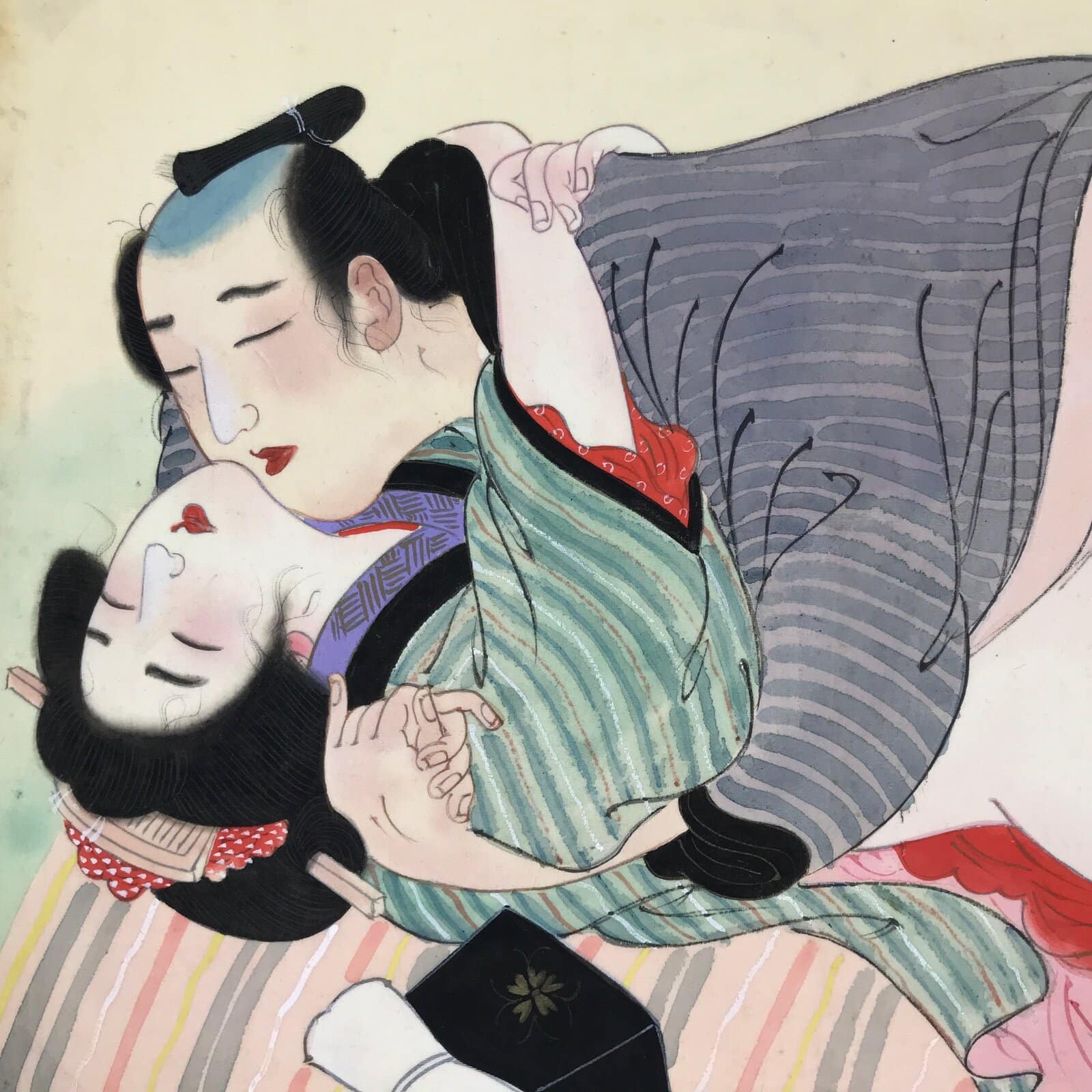 Japanese Shunga Erotic Art Vtg Handpainted Toyokuni III Hiroshige Utagawa FL496