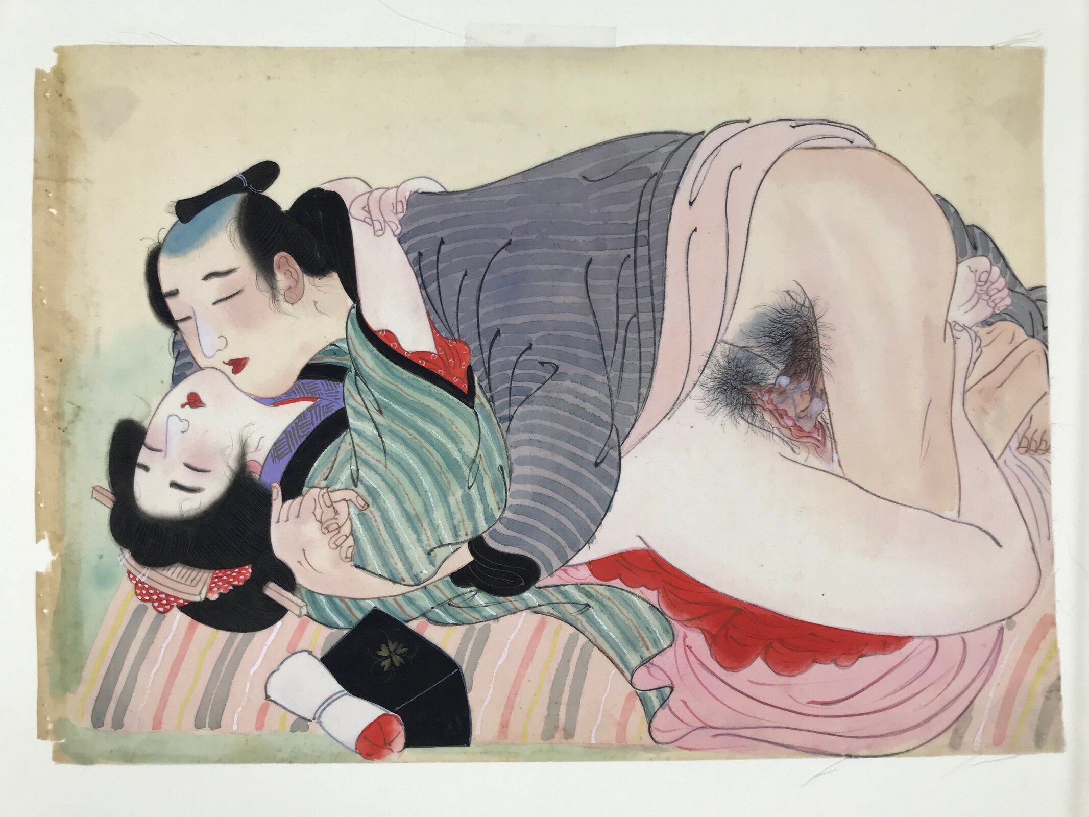 Japanese Shunga Erotic Art Vtg Handpainted Toyokuni III Hiroshige Utagawa FL496