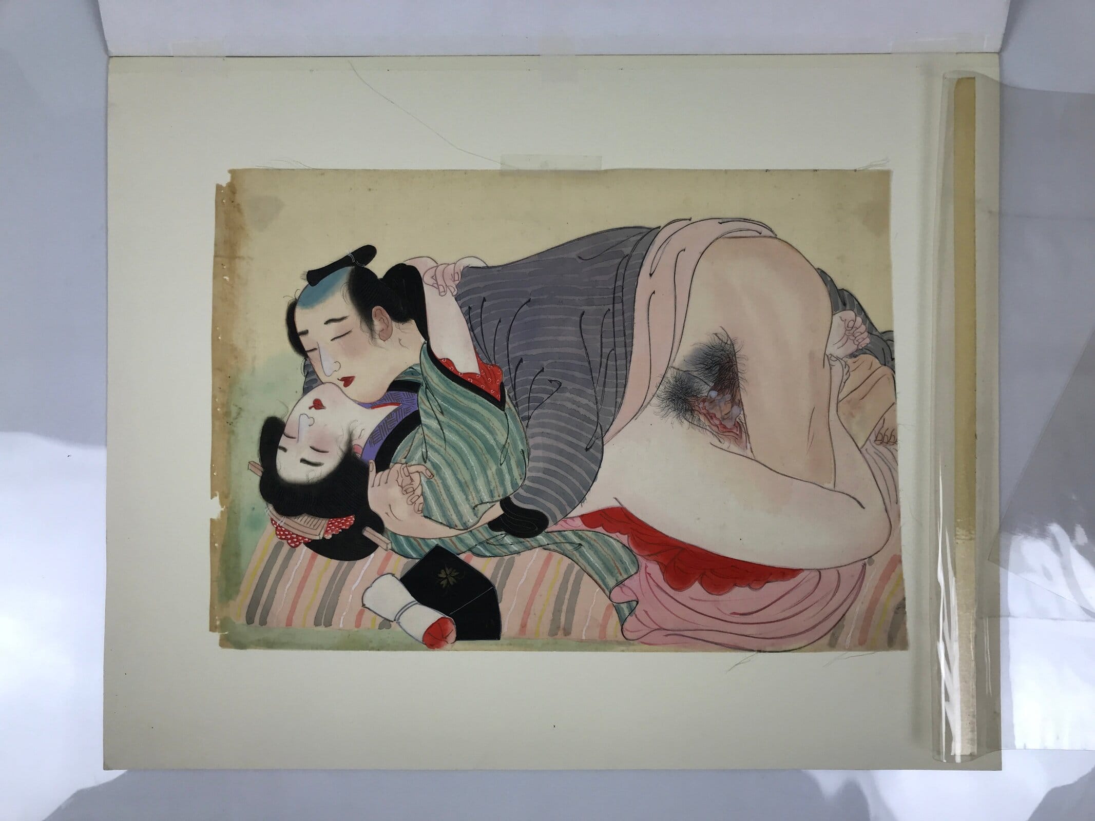 Japanese Shunga Erotic Art Vtg Handpainted Toyokuni III Hiroshige Utagawa FL496