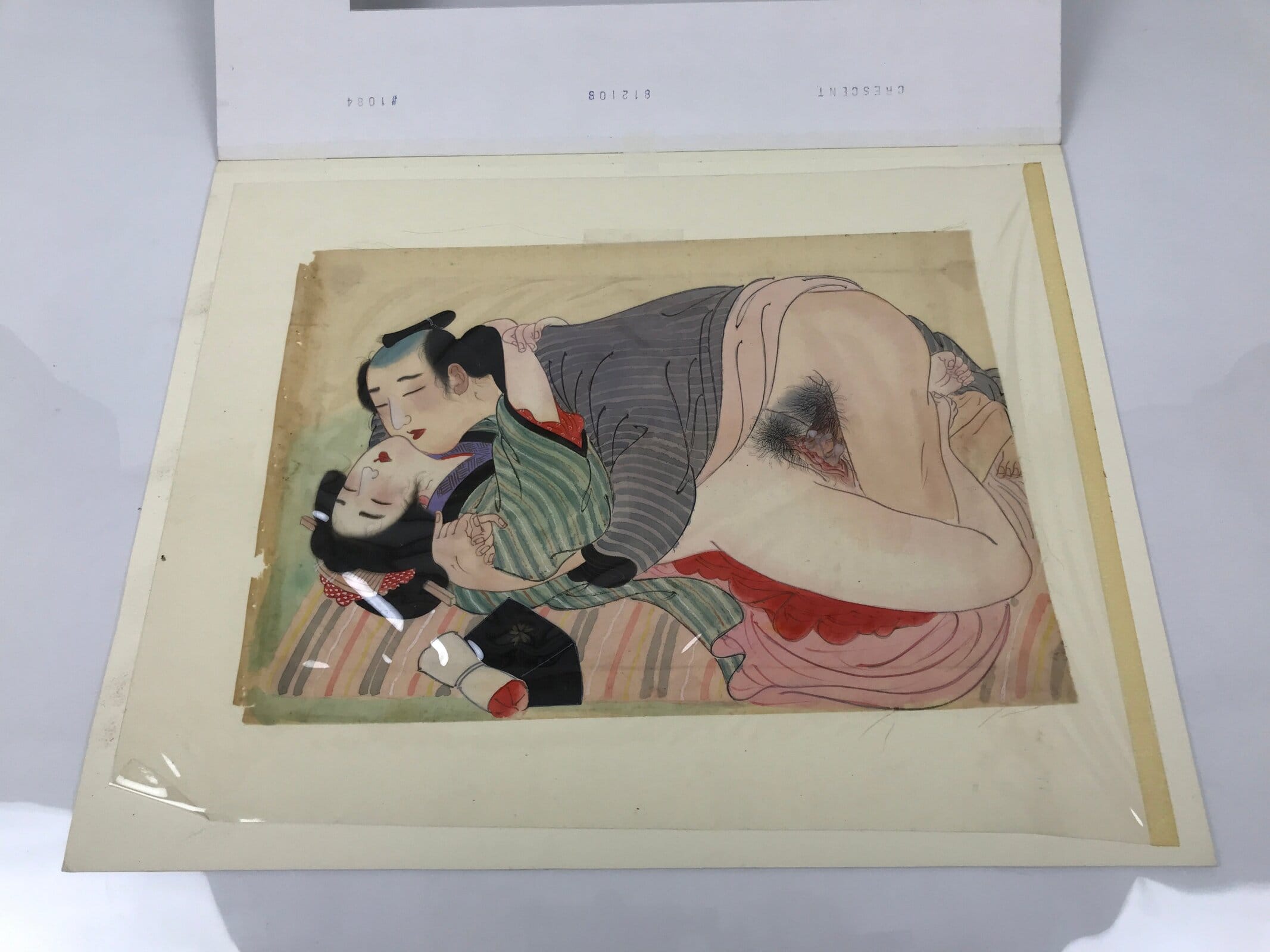 Japanese Shunga Erotic Art Vtg Handpainted Toyokuni III Hiroshige Utagawa FL496