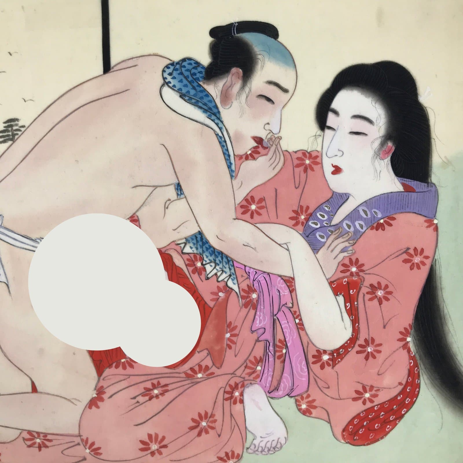 Japanese Shunga Erotic Art Vtg Handpainted Toyokuni III Hiroshige Utagawa FL498