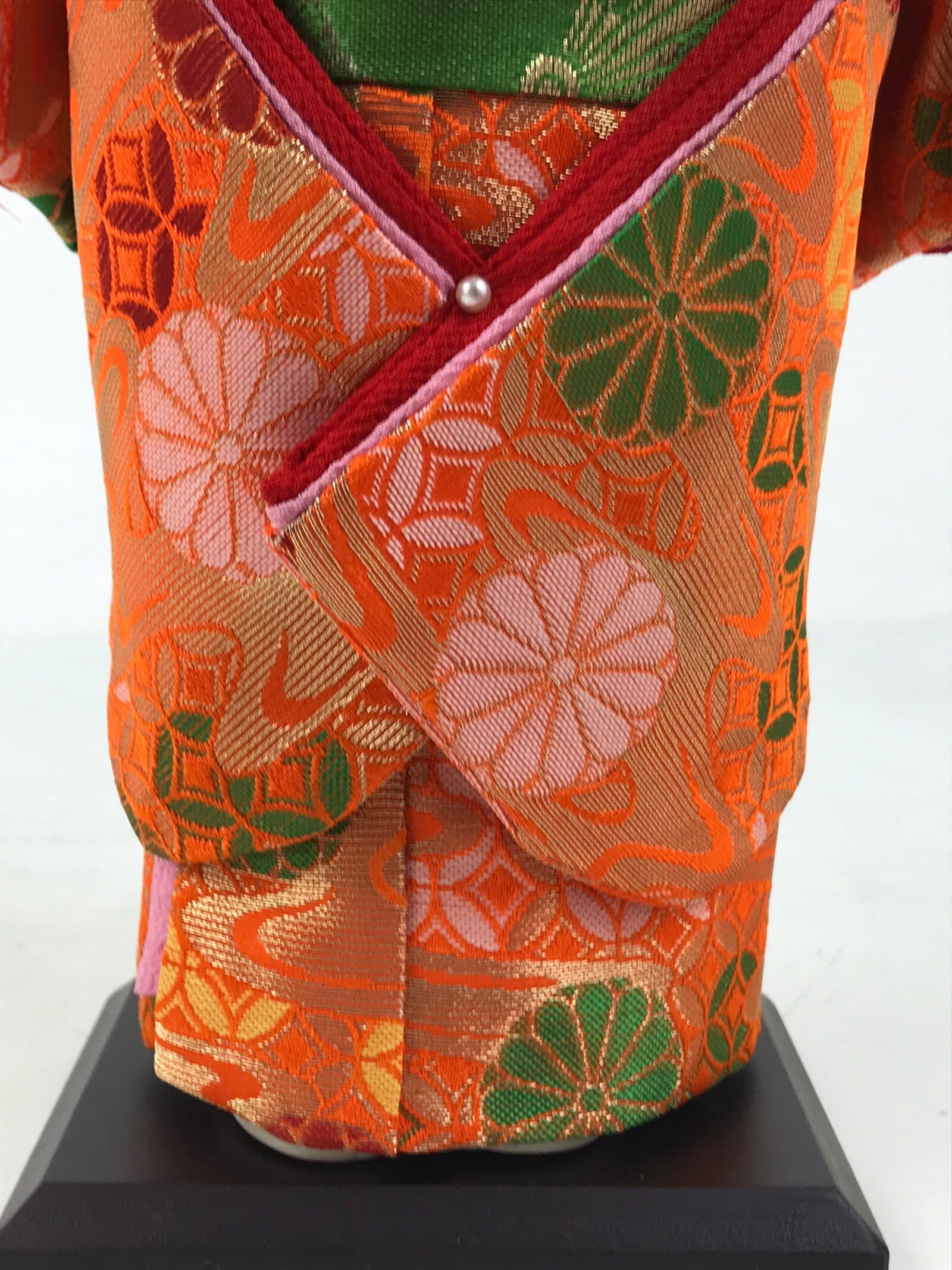 Japanese Silk Fabric Kimono Girl Doll Ichimatsu Vtg Ningyo Furisode Floral ST51