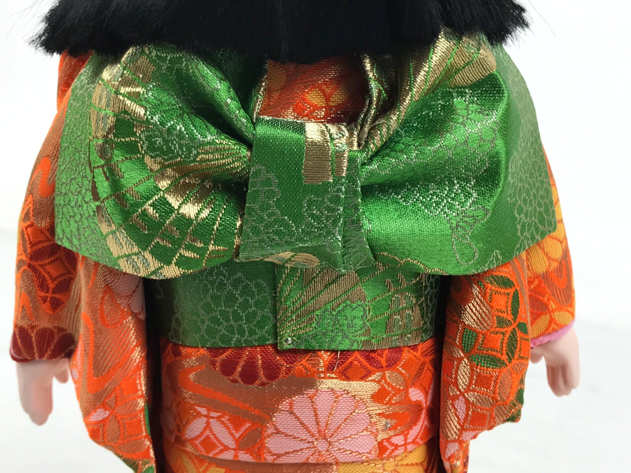 Japanese Silk Fabric Kimono Girl Doll Ichimatsu Vtg Ningyo Furisode Floral ST51