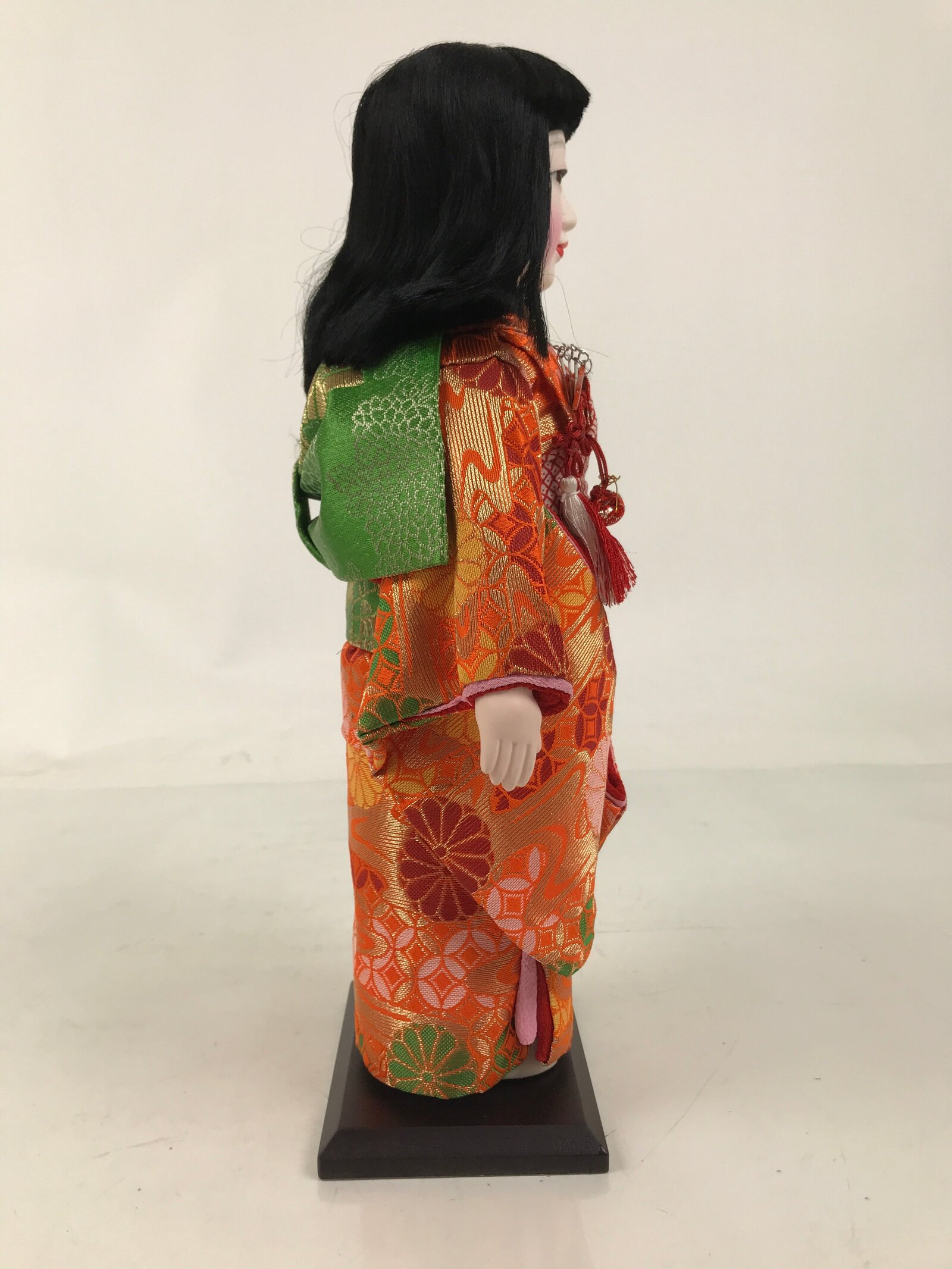 Japanese Silk Fabric Kimono Girl Doll Ichimatsu Vtg Ningyo Furisode Floral ST51