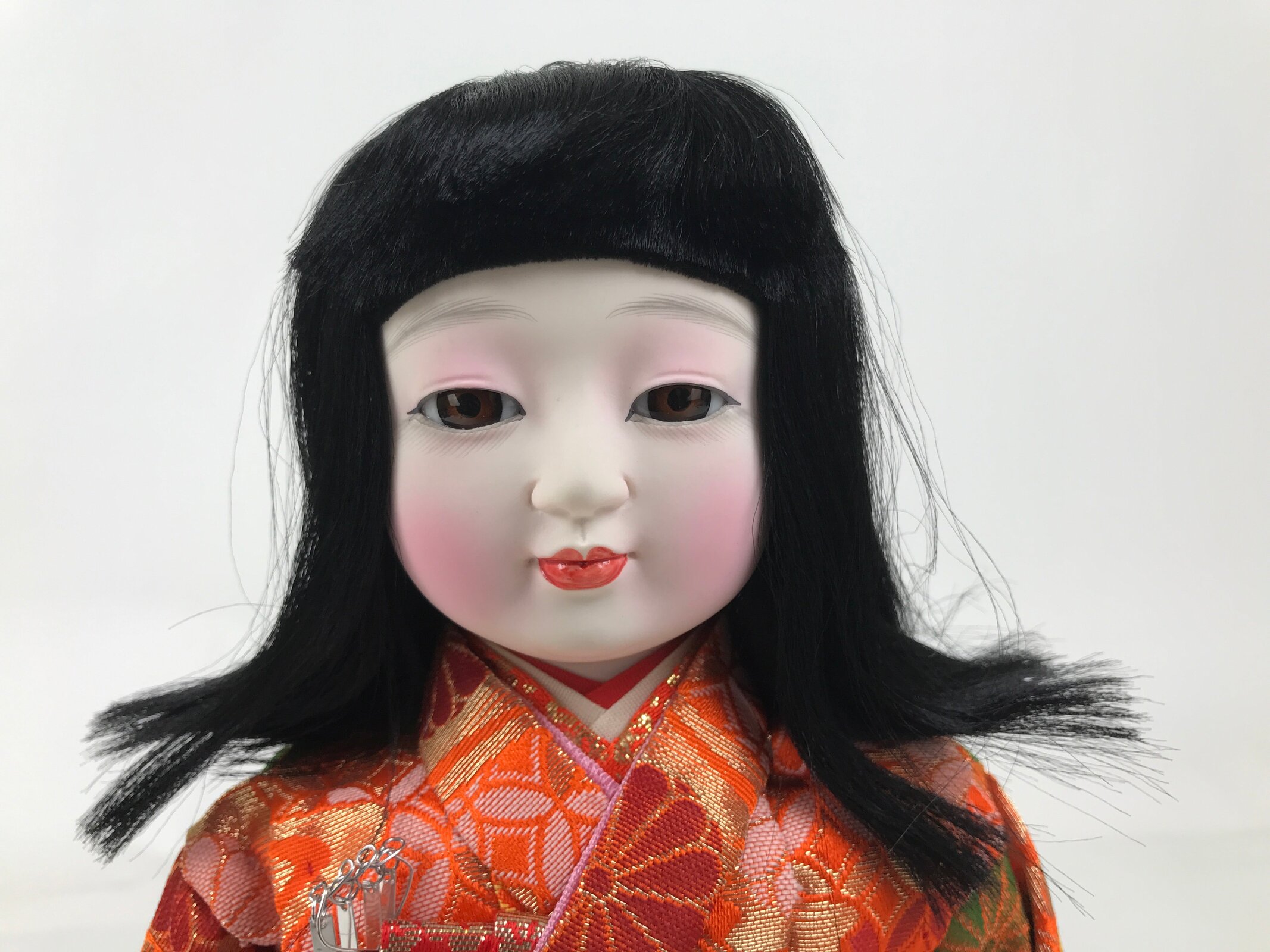 Japanese Silk Fabric Kimono Girl Doll Ichimatsu Vtg Ningyo Furisode Floral ST51