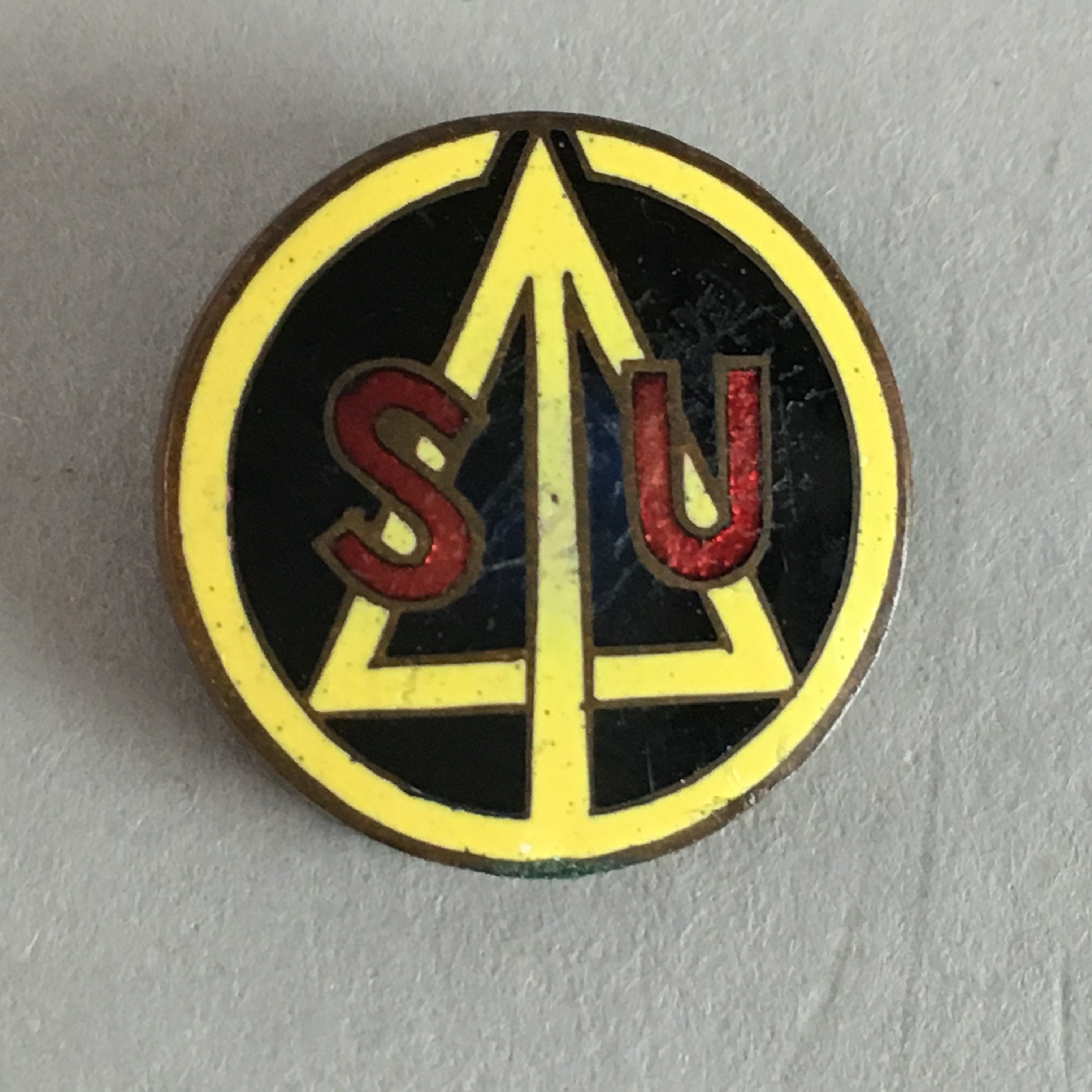 Japanese Small Badge Vtg Metal Brooch Round School Pin Tree Black J722