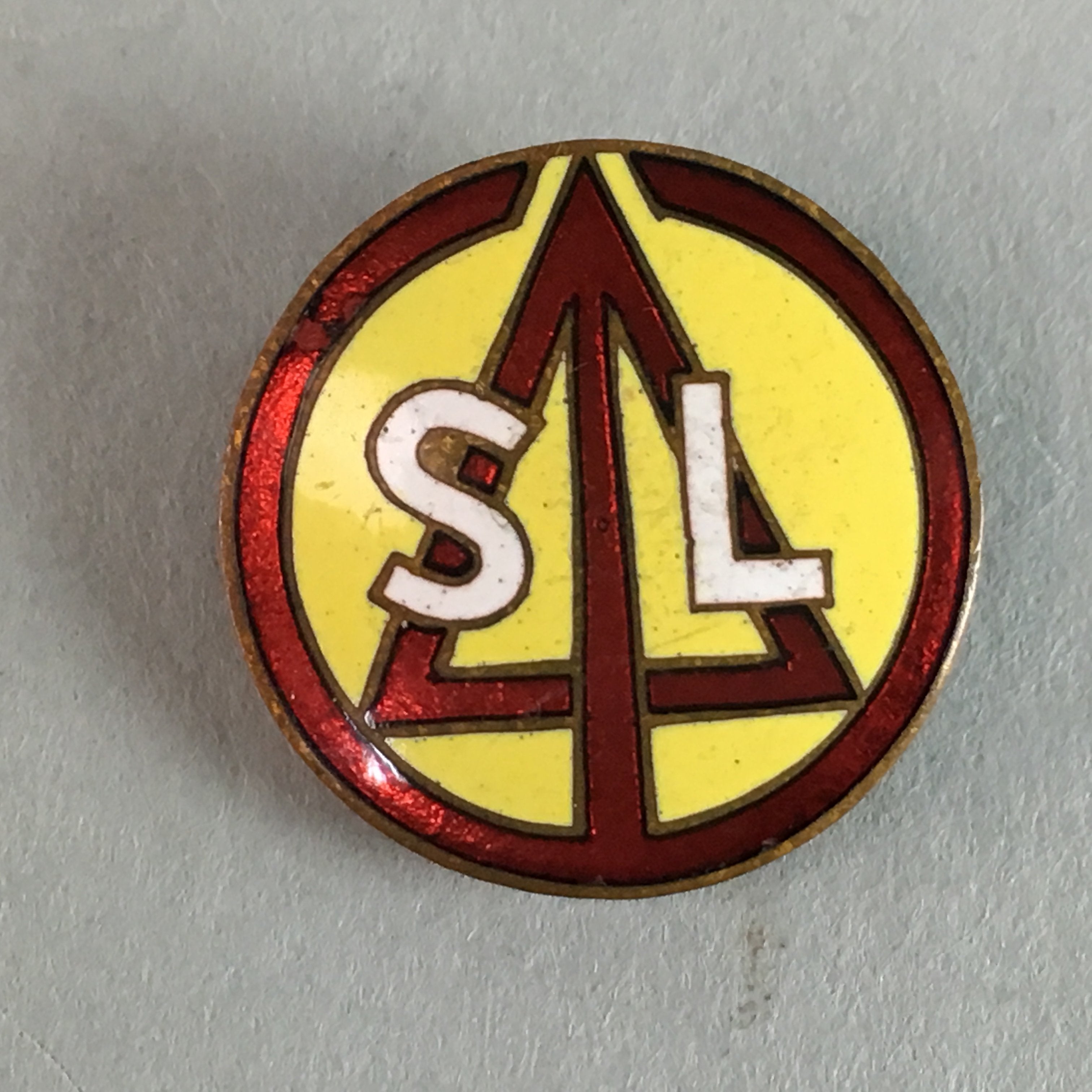 Japanese Small Badge Vtg Metal Brooch Round School Pin Tree Black J731