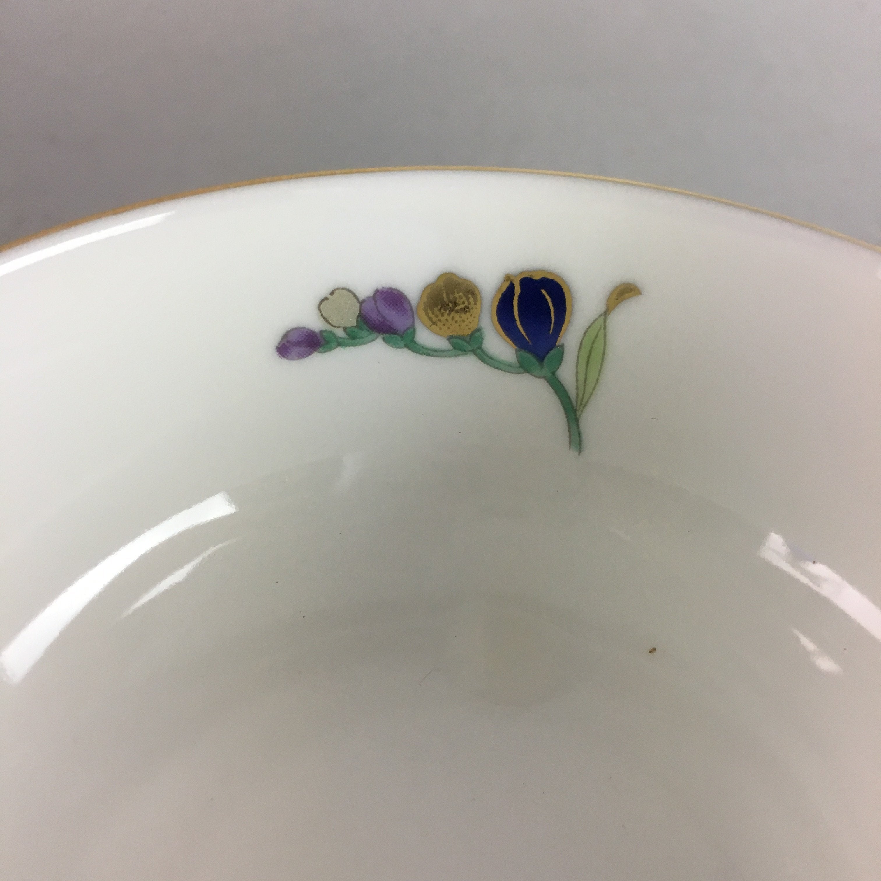 Japanese Small Bowl Vtg Porcelain Floral Design Signed QT58