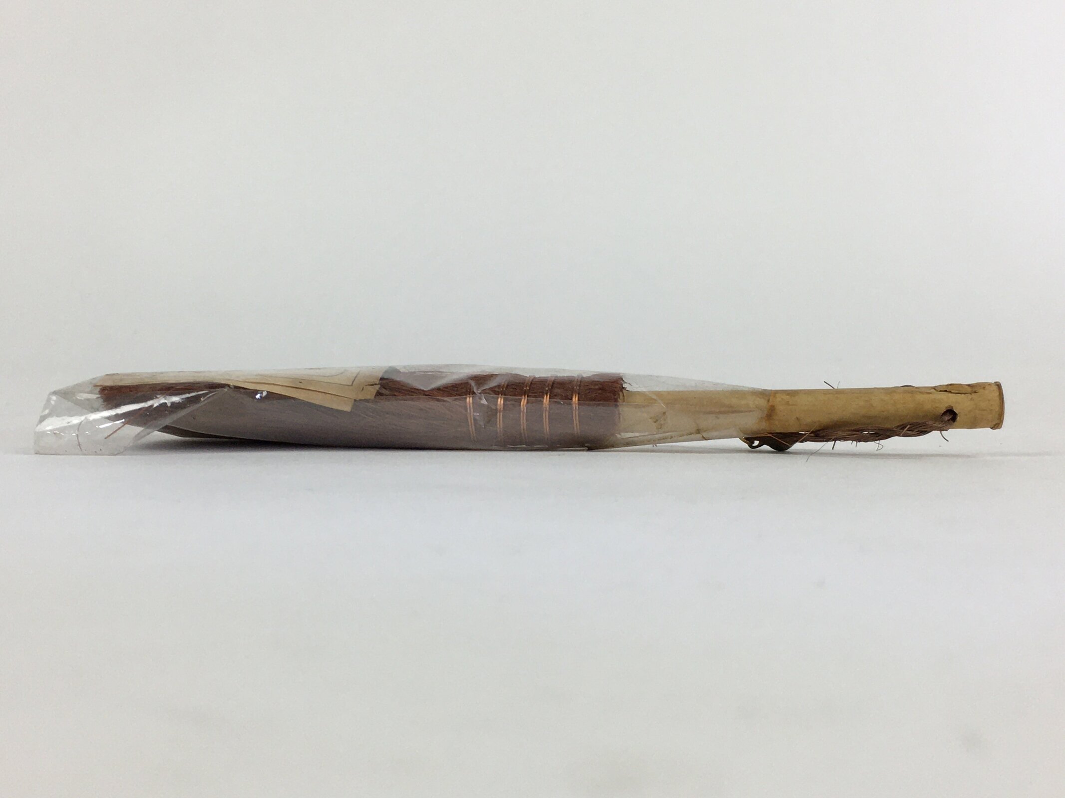 Japanese Small Broom Vtg Handmade Folk Craft Hoki Shuro Brown JK349