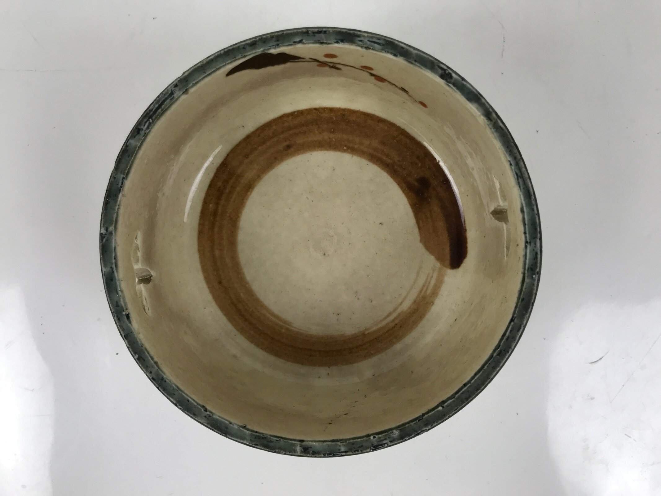 Japanese Small Ceramic Suiban Flower Vase Pottery Ikebana Arrangement Plum Y444