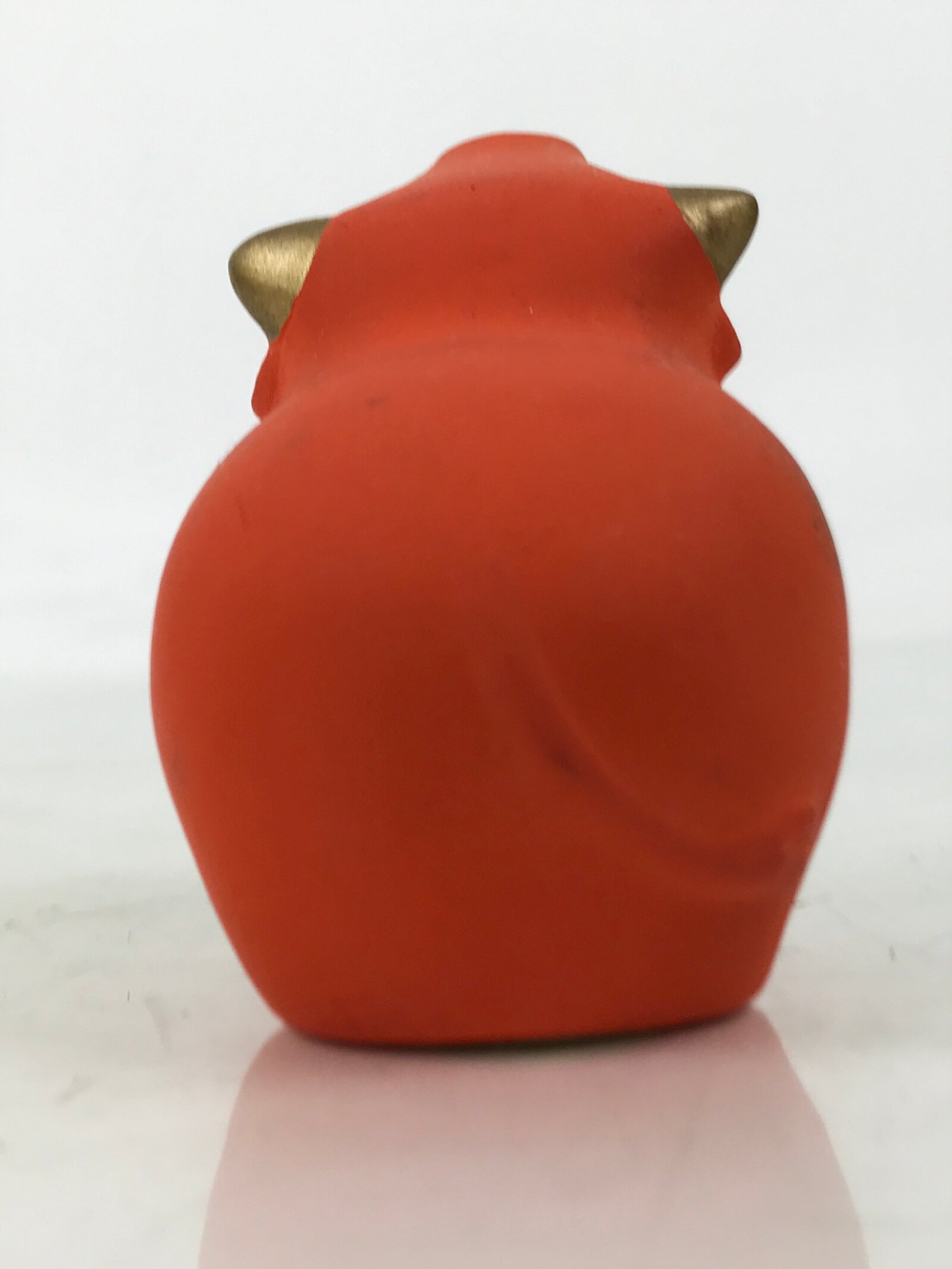 Japanese Small Clay Cow Figurine Vtg Zodiac Ushi Okimono Statue Decor Red ST77