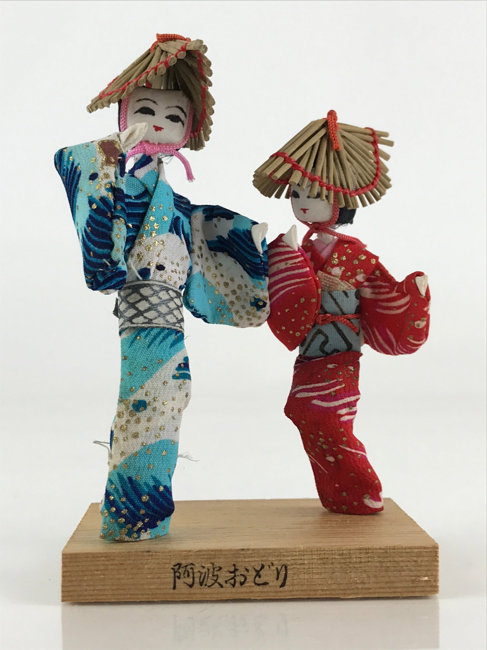 Japanese Small Ornament Vtg Handmade Kimono Awaodori Dance Figurine PX648