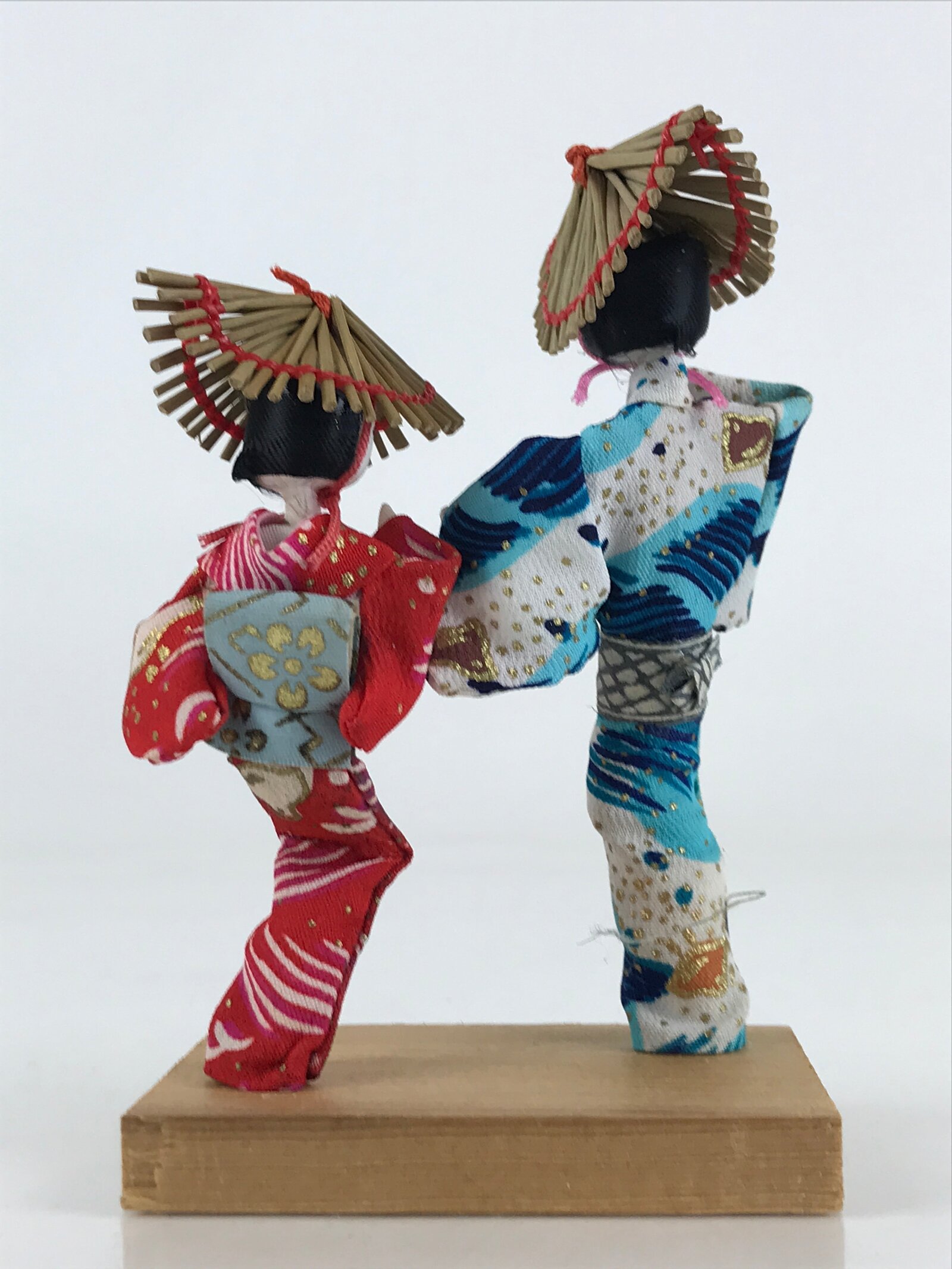Japanese Small Ornament Vtg Handmade Kimono Awaodori Dance Figurine PX648