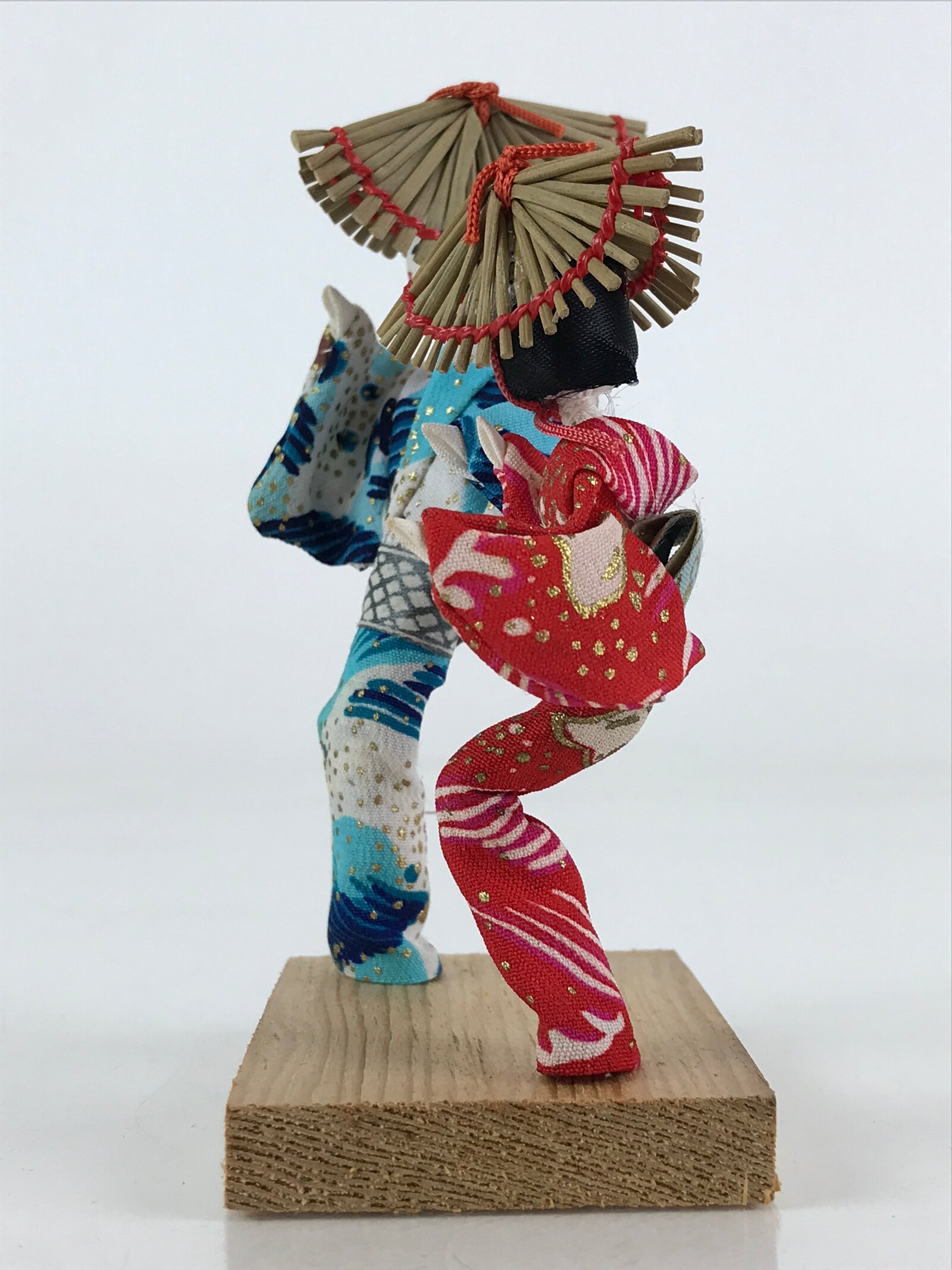 Japanese Small Ornament Vtg Handmade Kimono Awaodori Dance Figurine PX648