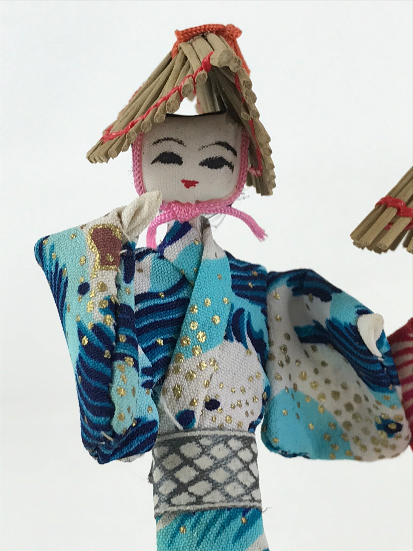 Japanese Small Ornament Vtg Handmade Kimono Awaodori Dance Figurine PX648