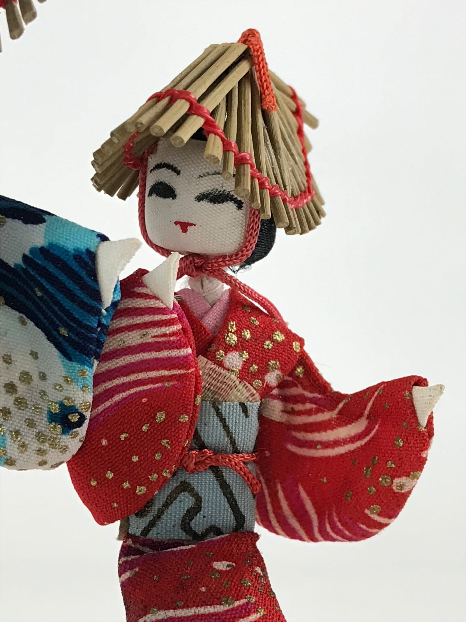 Japanese Small Ornament Vtg Handmade Kimono Awaodori Dance Figurine PX648