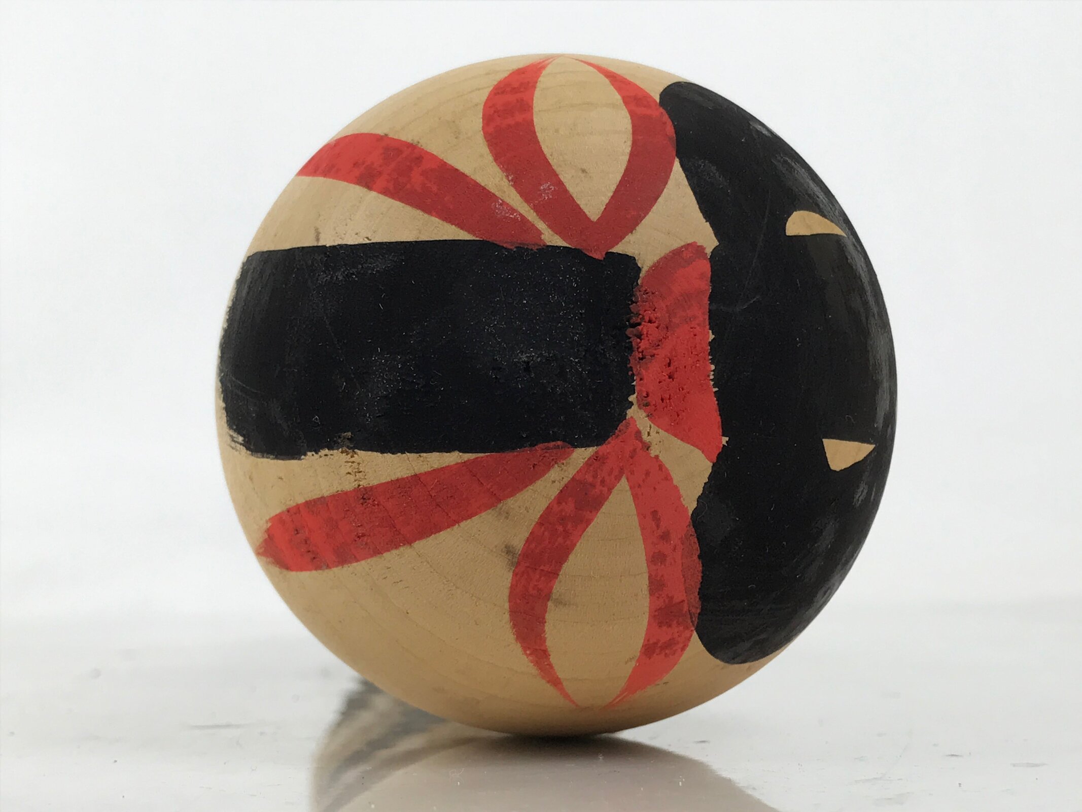 Japanese Souvenir Wooden Kokeshi Doll Vtg Landscape Poem Momiji Birch KF741