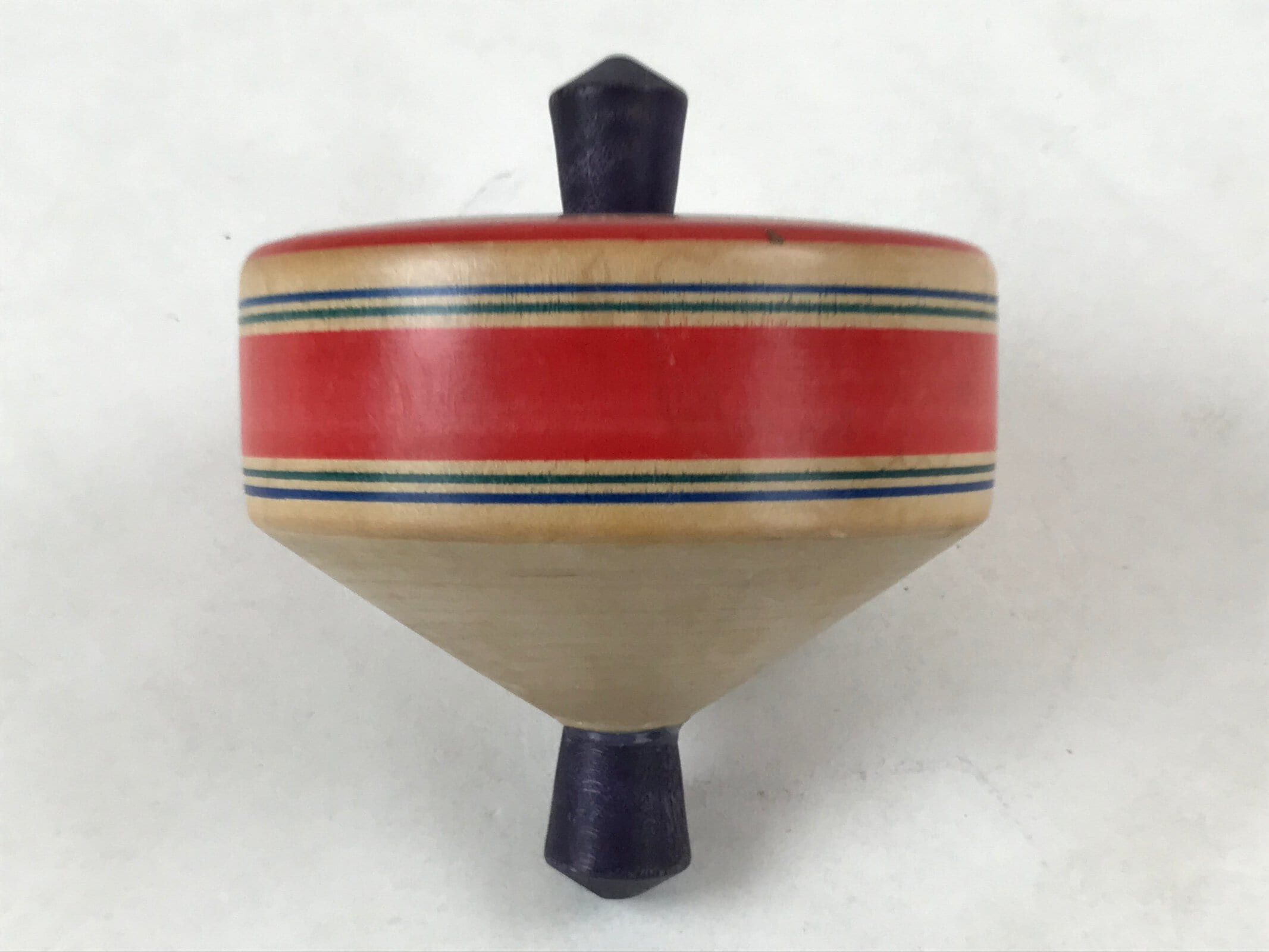 Japanese Spinning Top W/ String Vtg Wooden Koma Toy Red Blue Green Yellow JK659