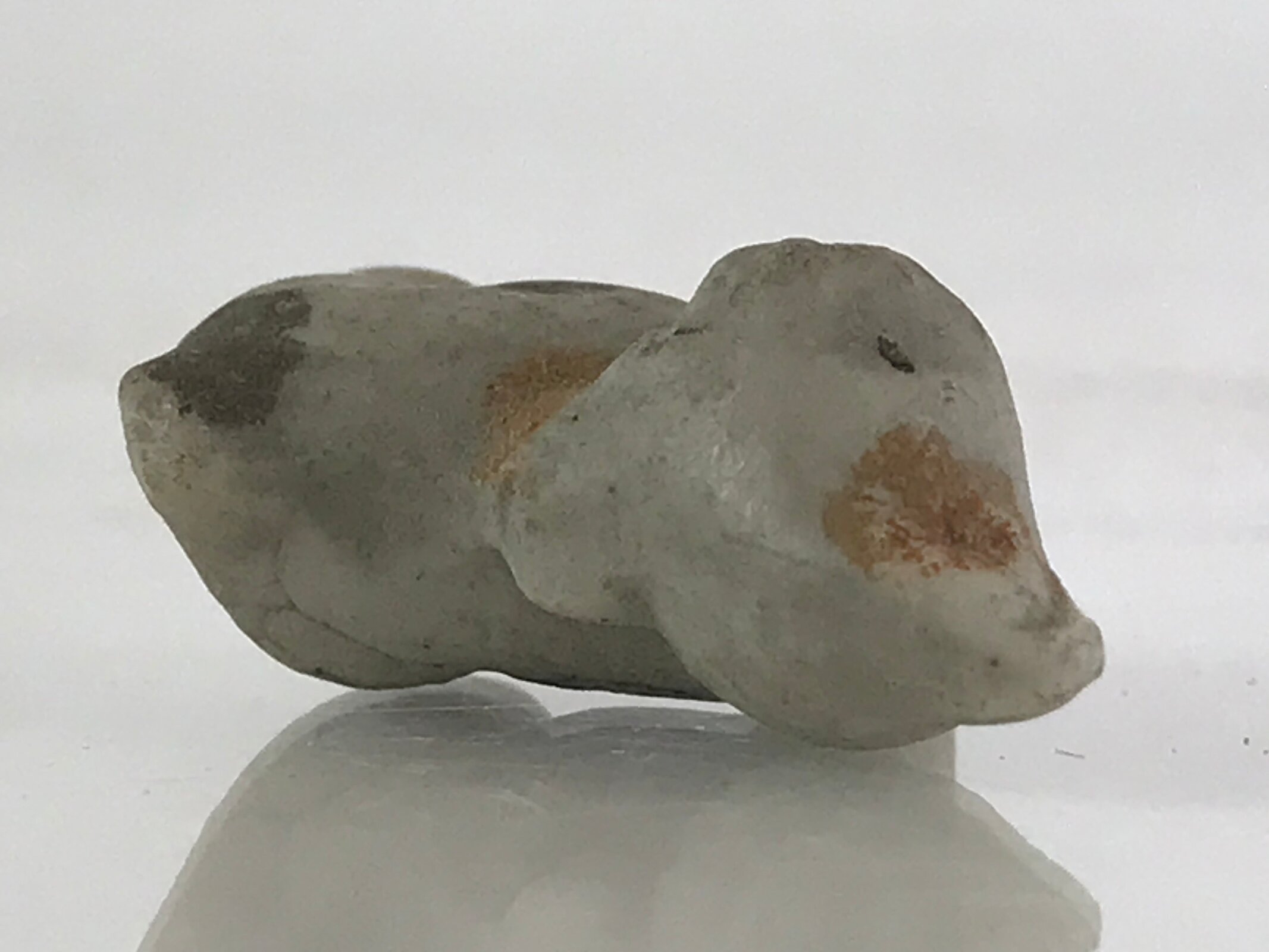 Japanese Stone Carving Doll Cat Figurine Vtg Small Ornament Okimono KF587