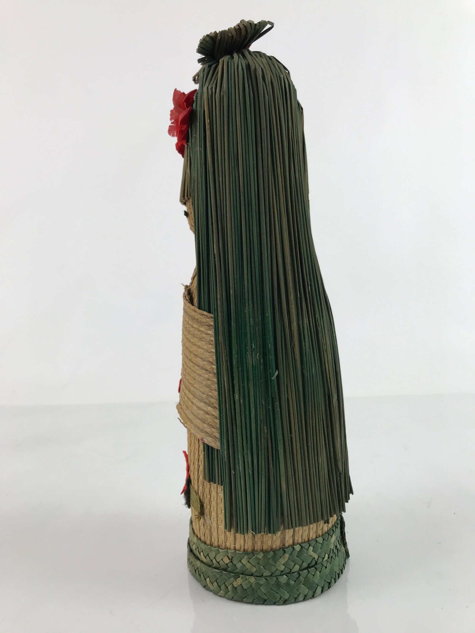 Japanese Straw Kokeshi Doll Figure Vtg Traditional Handmade Toy Flowers KF700