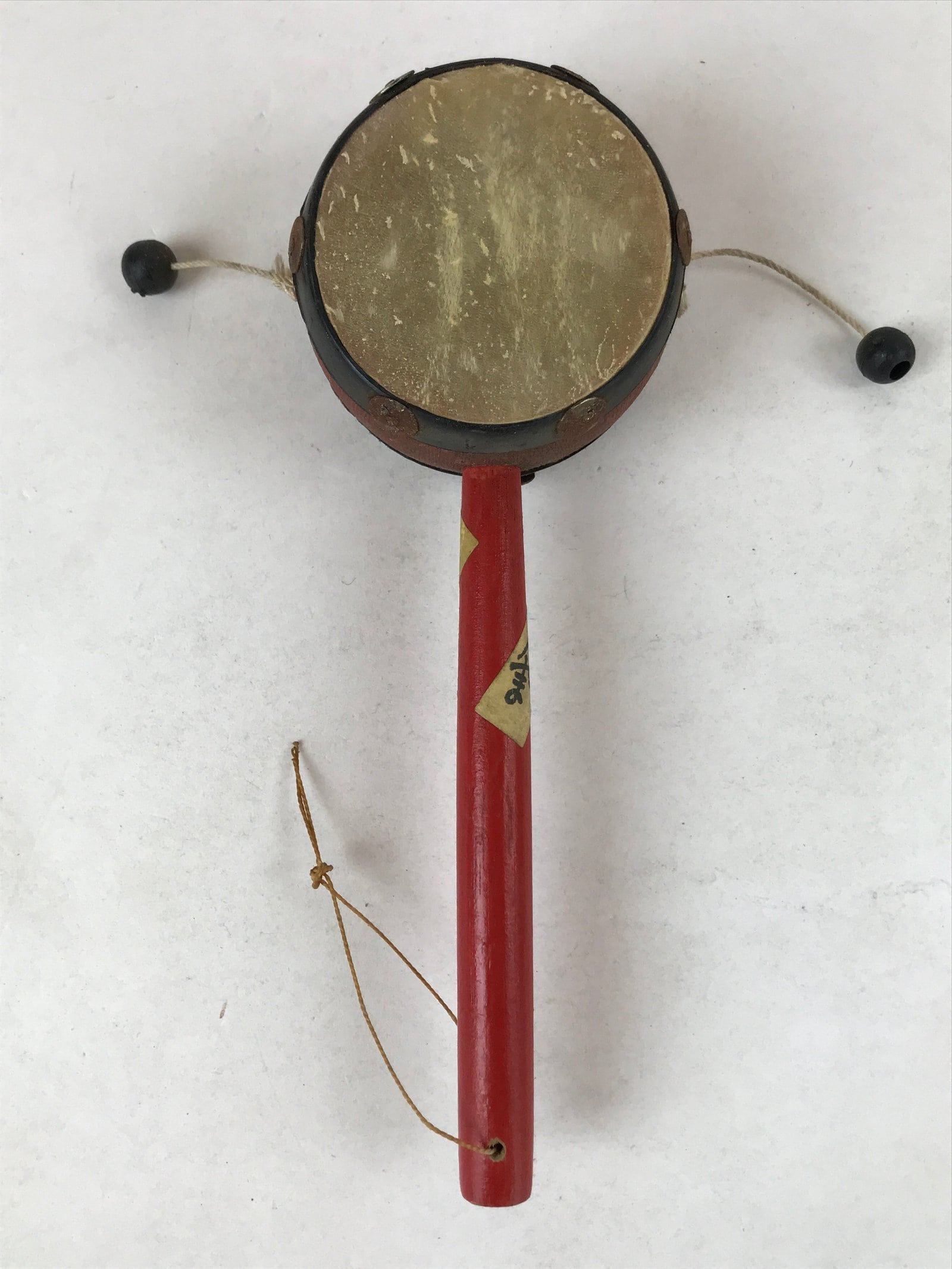 Japanese String Pellet Drum Den-den Daiko Vtg Musical Instrument Red JK657