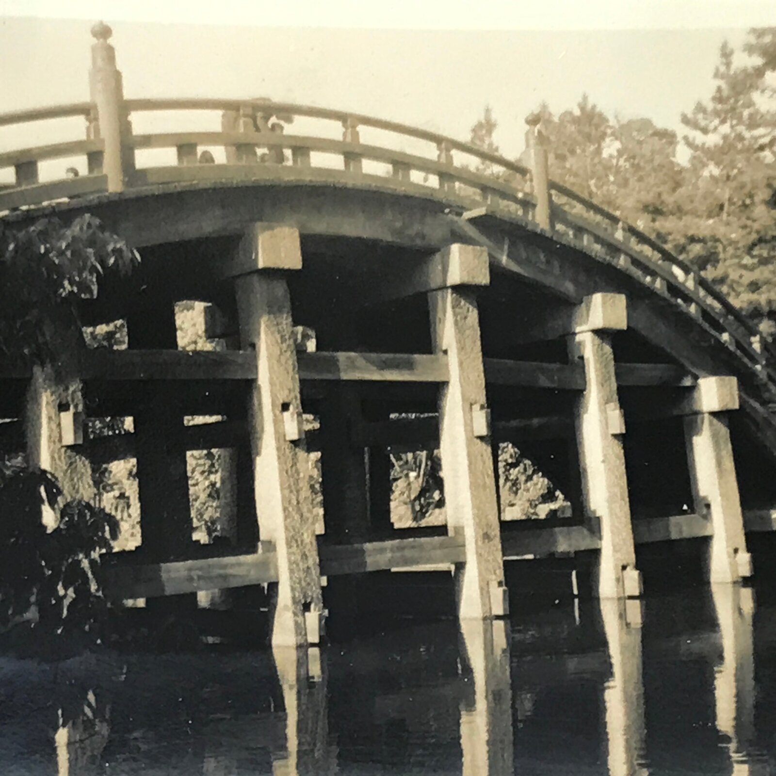 Japanese Sumiyoshi Taisha Taiko Bridge Photograph Vtg Osaka Sepia Tone PH272