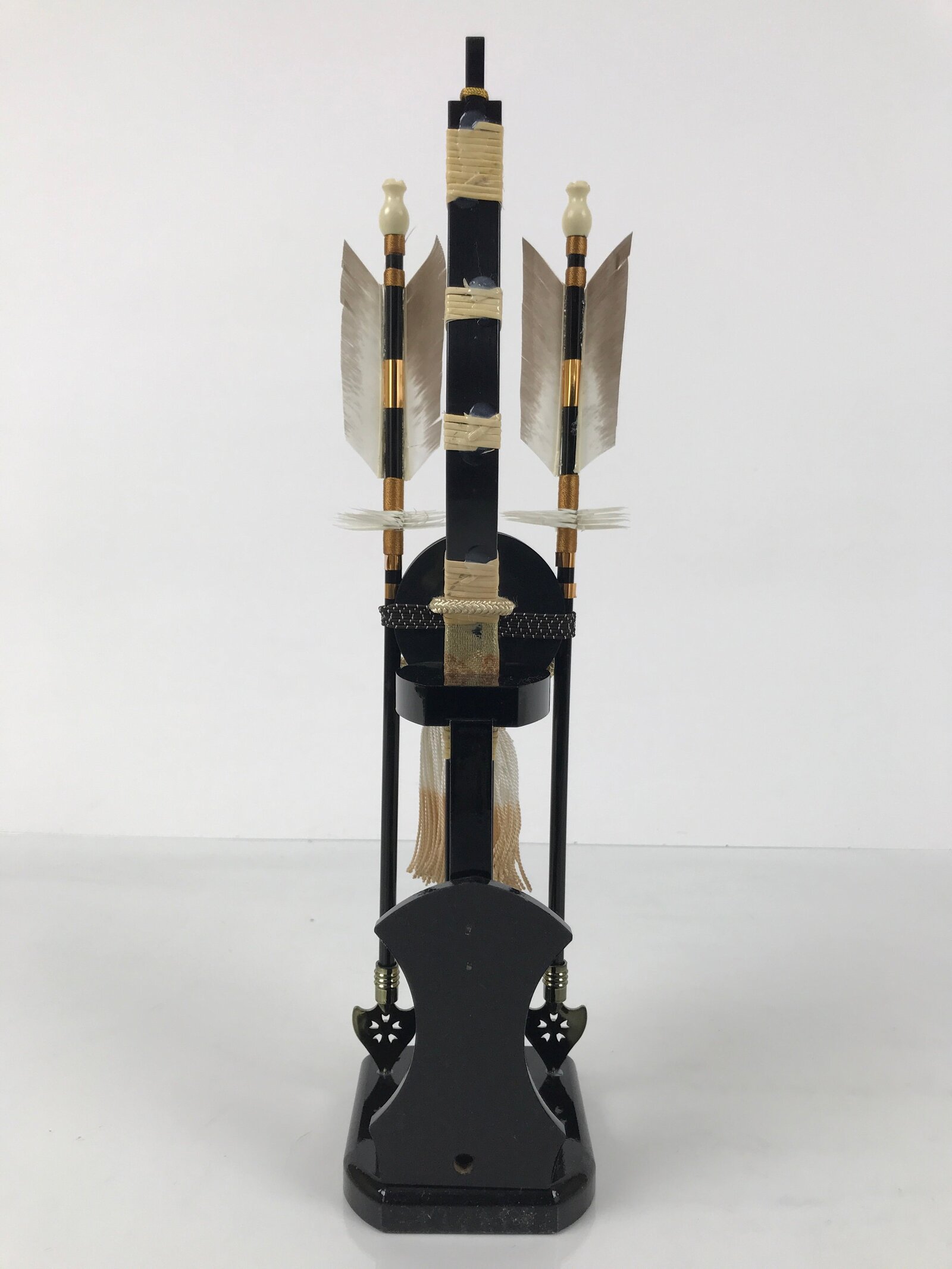 Japanese Sword Bow Arrow Hamayumi Display Stand Vtg Boys Day New Year ID650