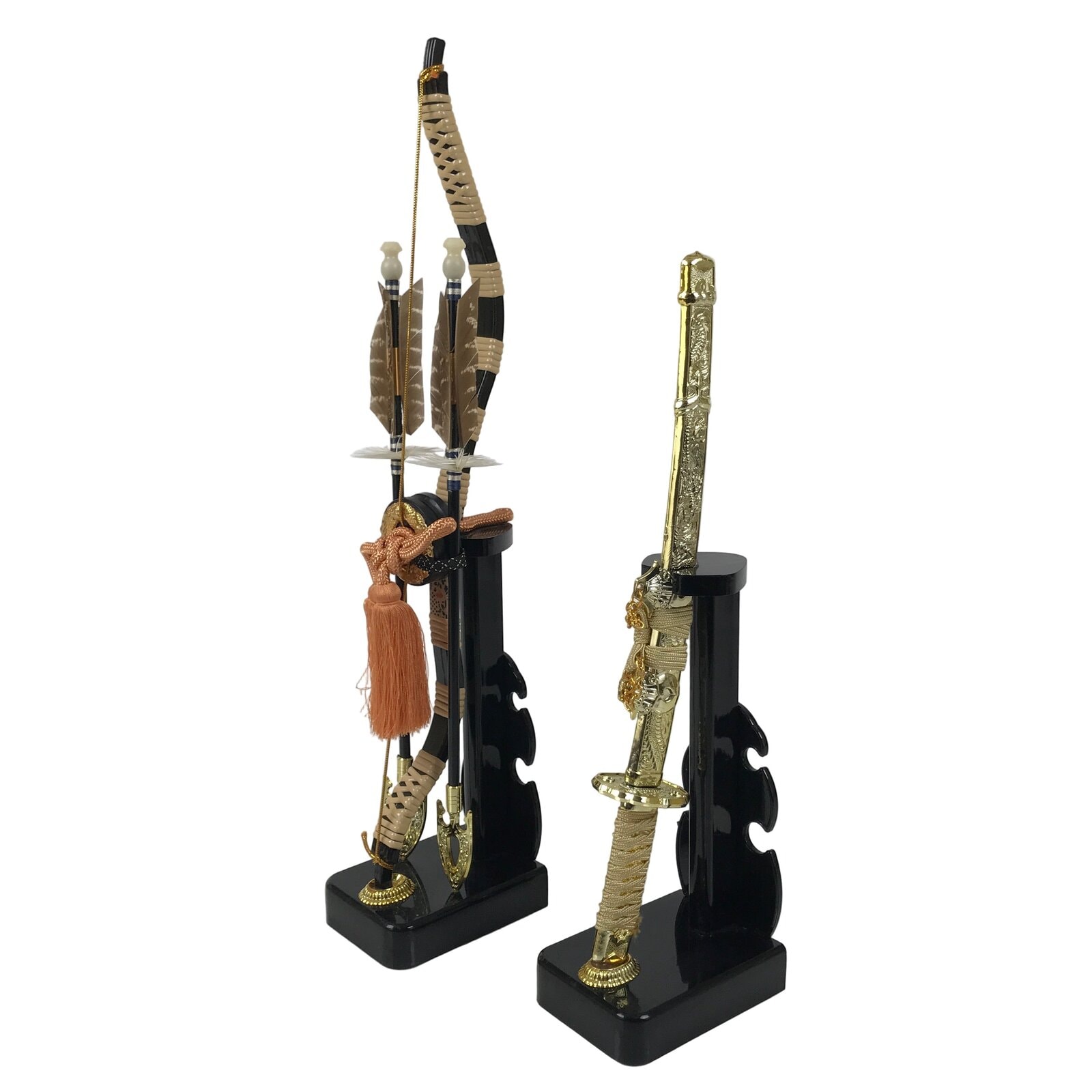 Japanese Sword Bow Arrow Hamayumi Display Stand Vtg Boys Day New Year ID651