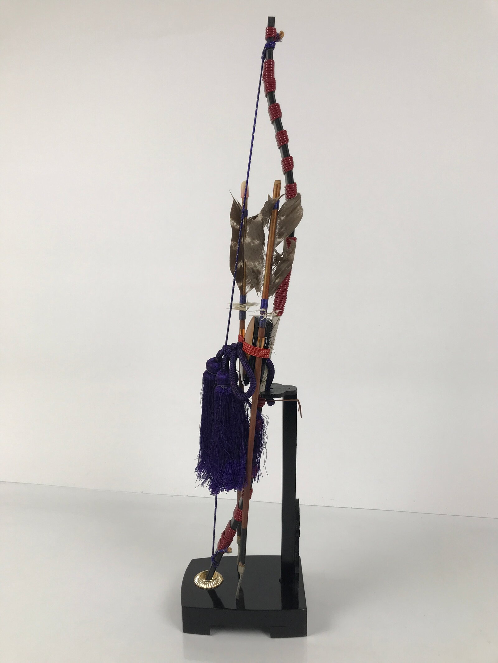 Japanese Sword Bow Arrow Hamayumi Display Stand Vtg Boys Day New Year ID652