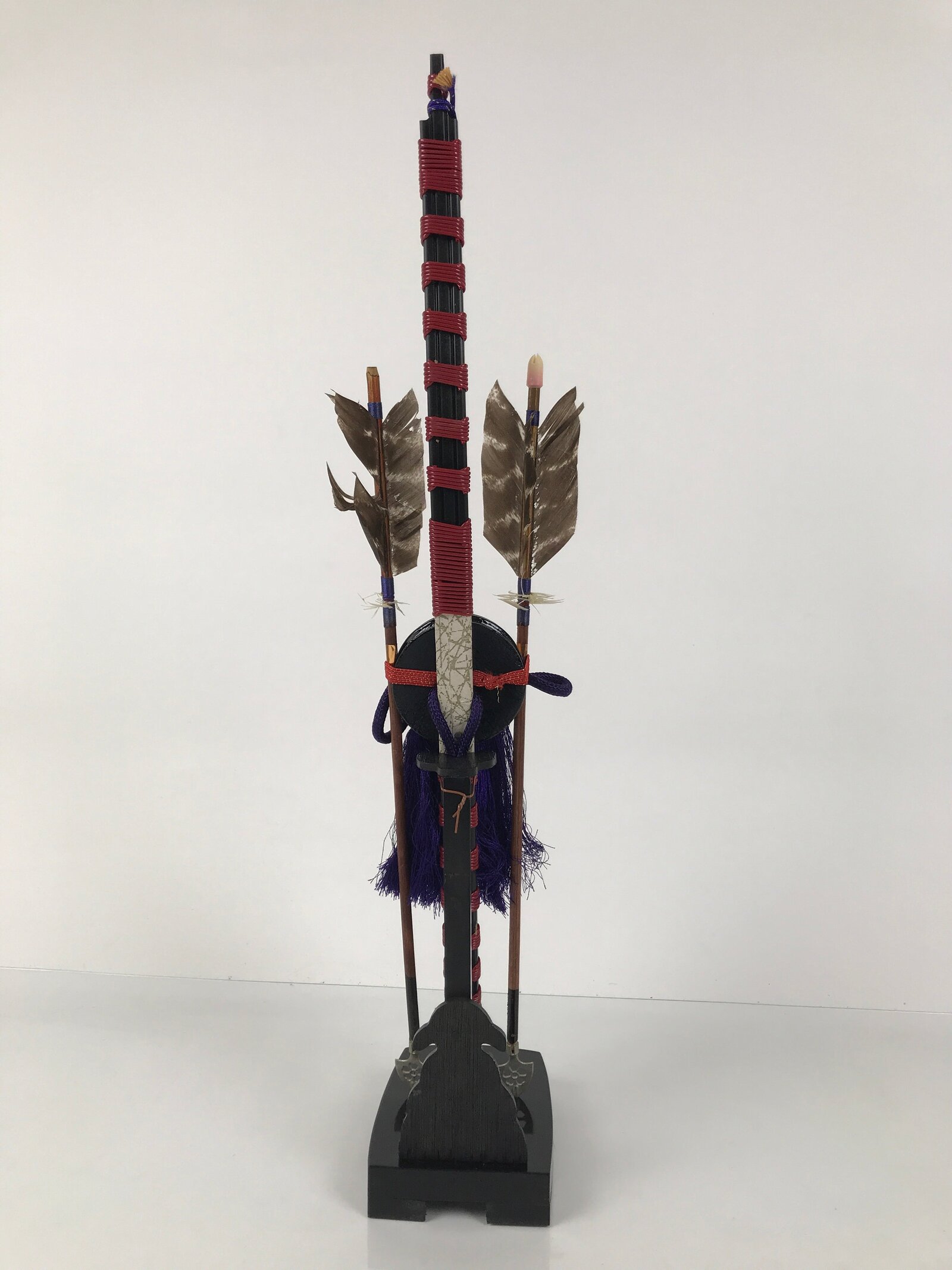 Japanese Sword Bow Arrow Hamayumi Display Stand Vtg Boys Day New Year ID652