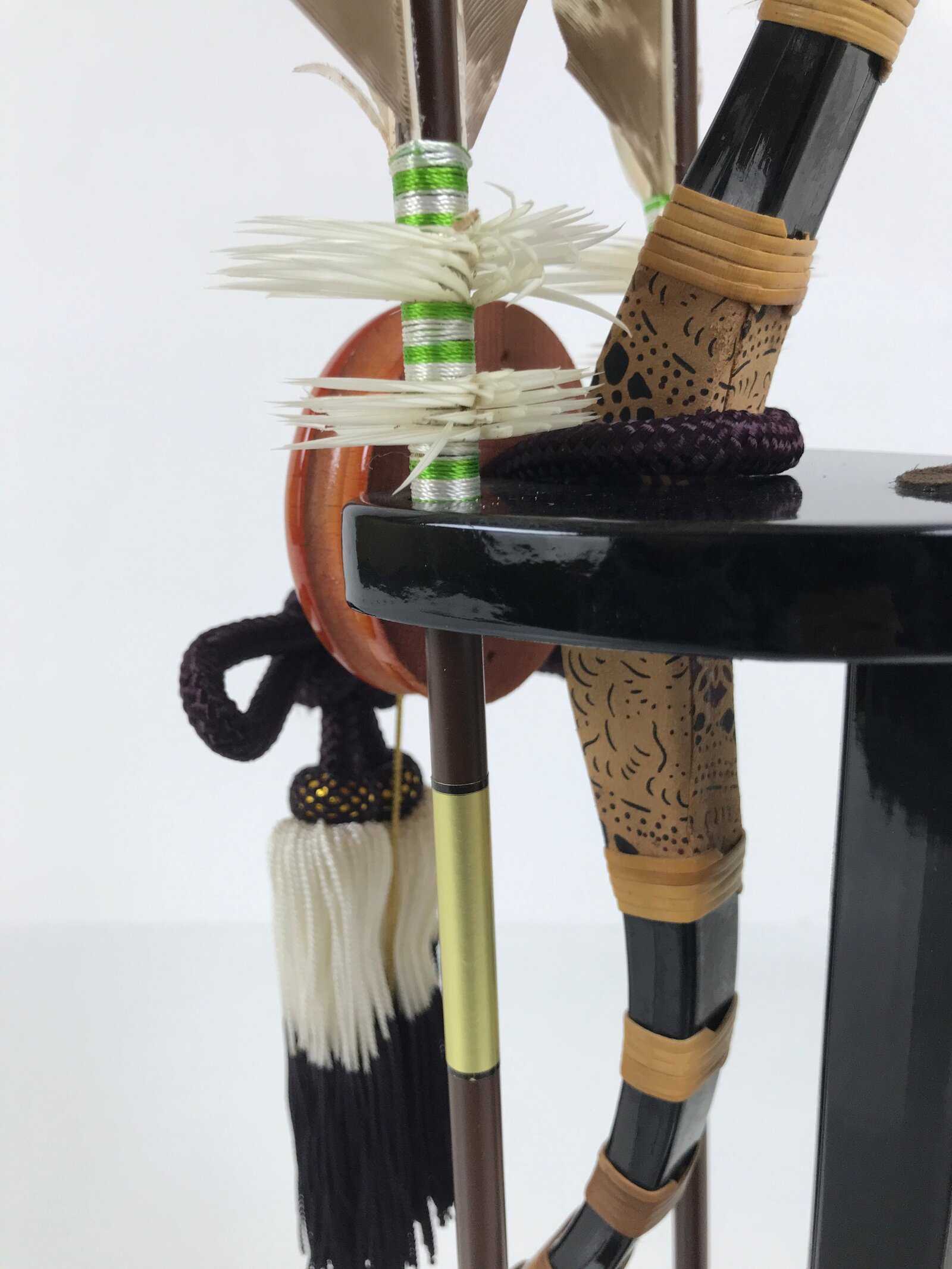 Japanese Sword Bow Arrow Hamayumi Display Stand Vtg Boys Day New Year ID655