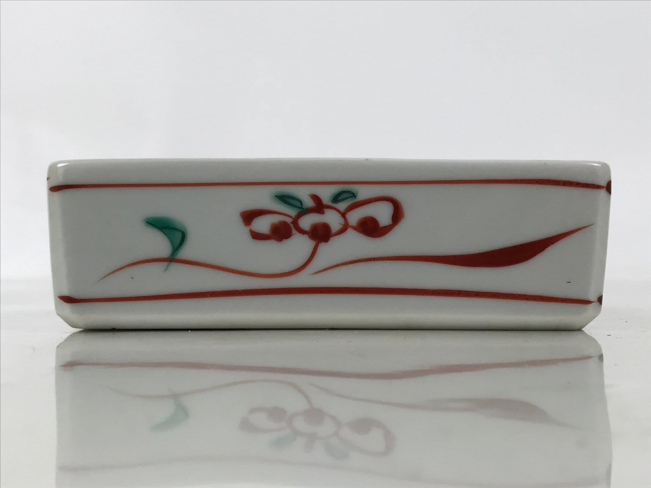Japanese Tachikichi Porcelain Square Ashtray Vtg Haizara White Red Green Y425