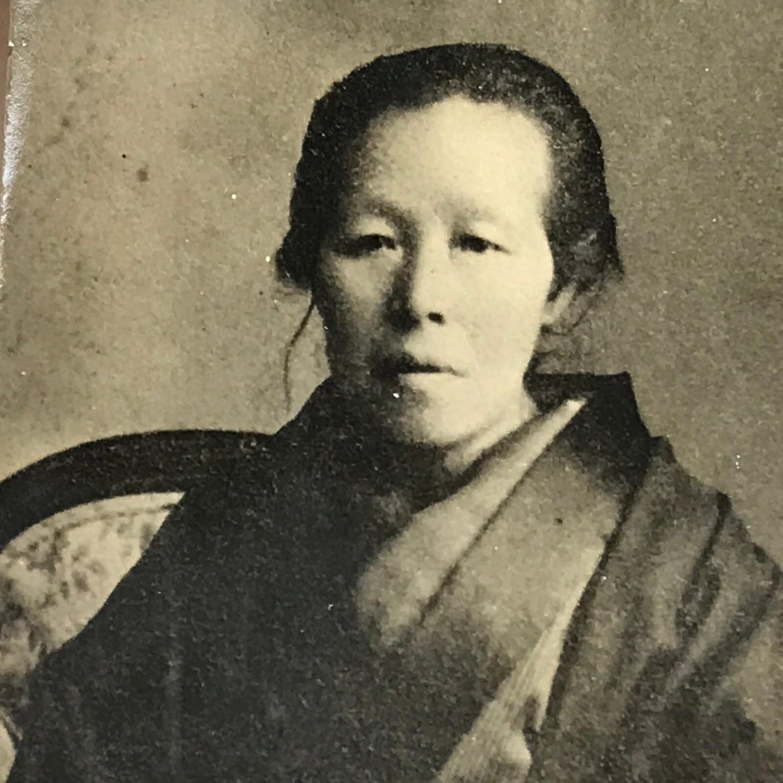 Japanese Taisho Elderly Woman Portrait Photograph Vtg Kimono Sepia Tone PH207