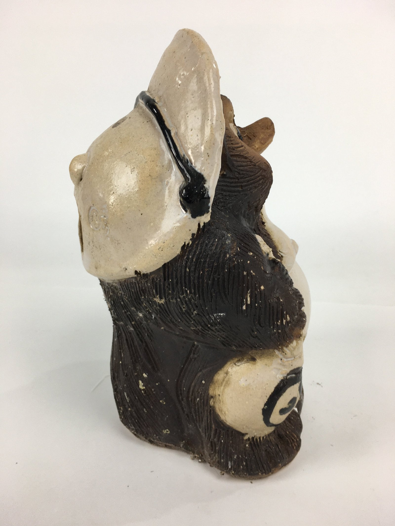 Japanese Tanuki Ceramic Raccoon Dog Shigaraki ware Statue Vtg Pottery BD722